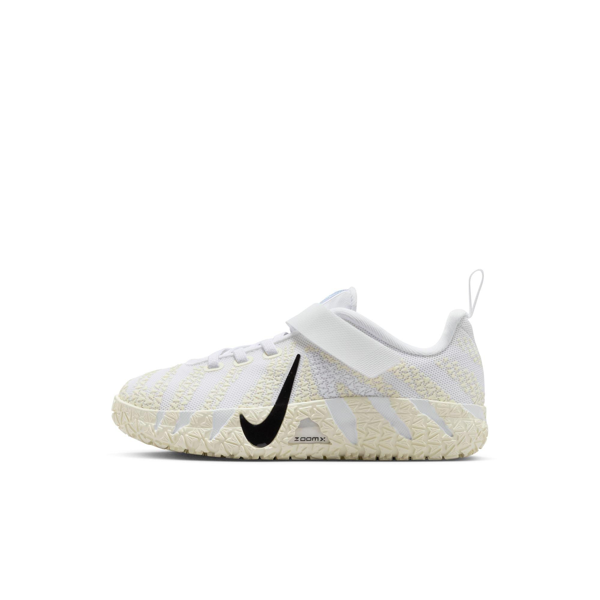 Nike Ja 3 "White/Black/Coconut Milk/Desert Khaki" Preschool Kids' Basketball Shoe - WHITE/BLACK/COCONUT MILK/DESERT KHAKI Thumbnail View 4