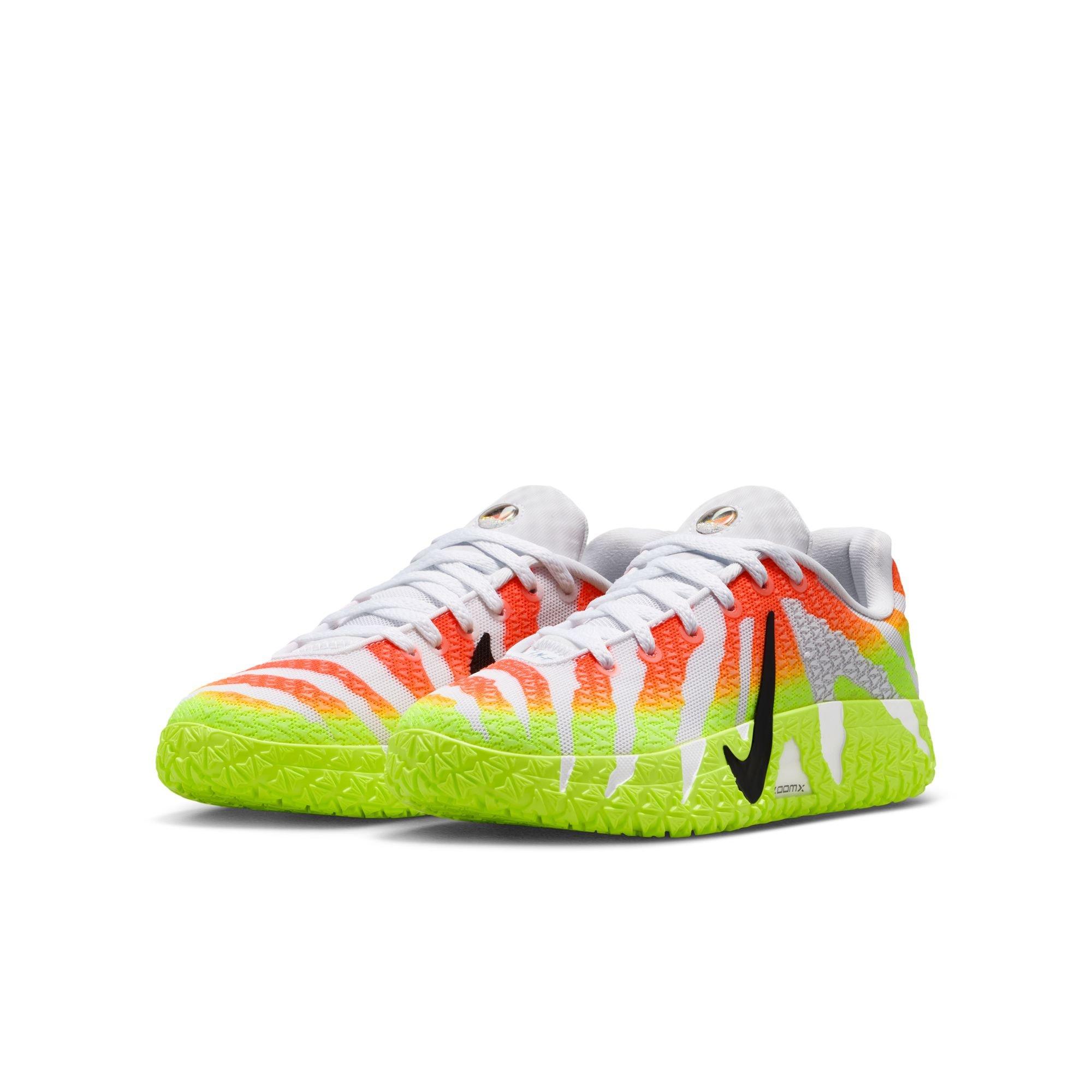 Nike Ja 3 "Snowed In" Grade School Kids' Basketball Shoe - WHITE/BRIGHT CRIMSON/VOLT Thumbnail View 4