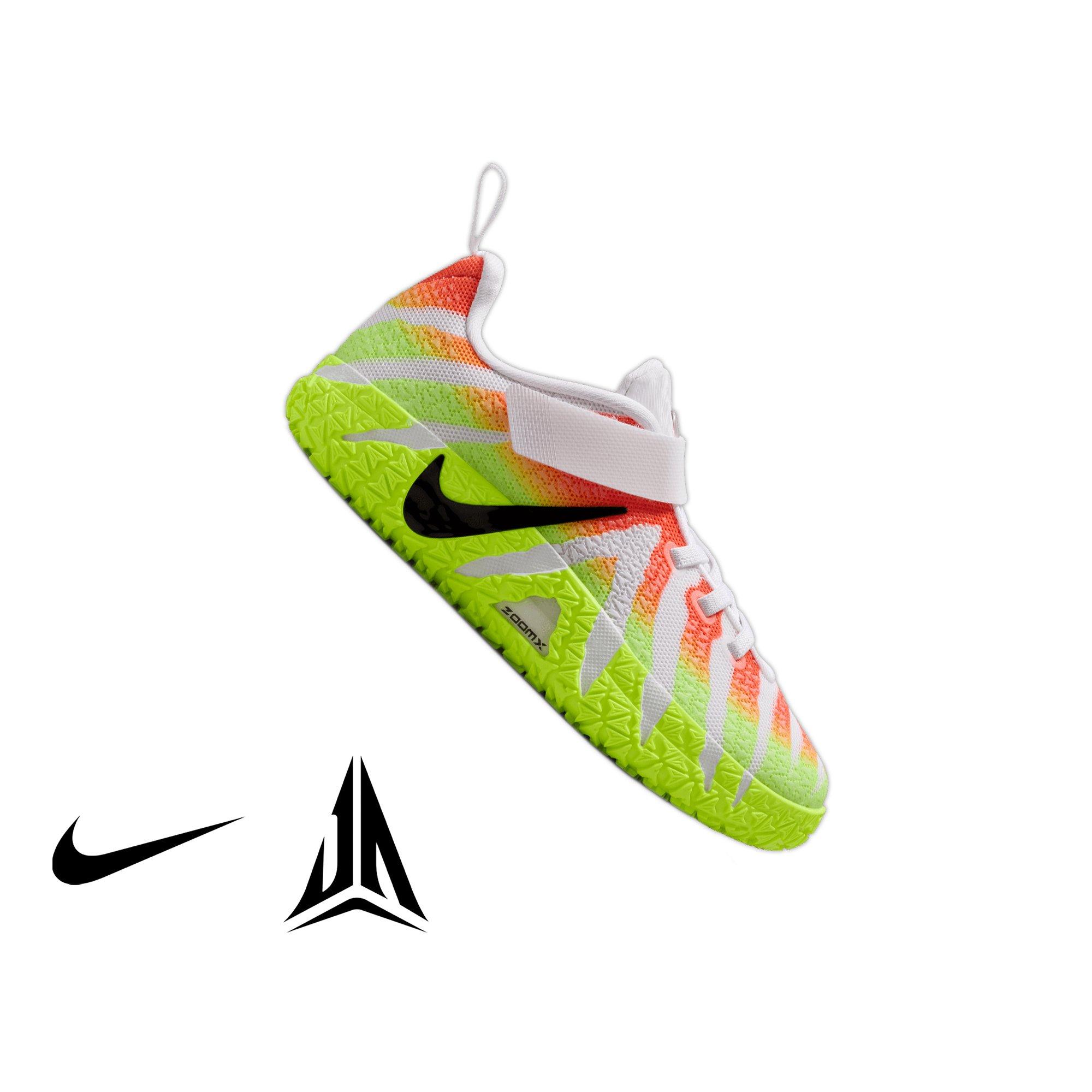 Nike Ja 3 "Christmas" Preschool Kids' Basketball Shoe - WHITE/BRIGHT CRIMSON/VOLT Thumbnail View 1