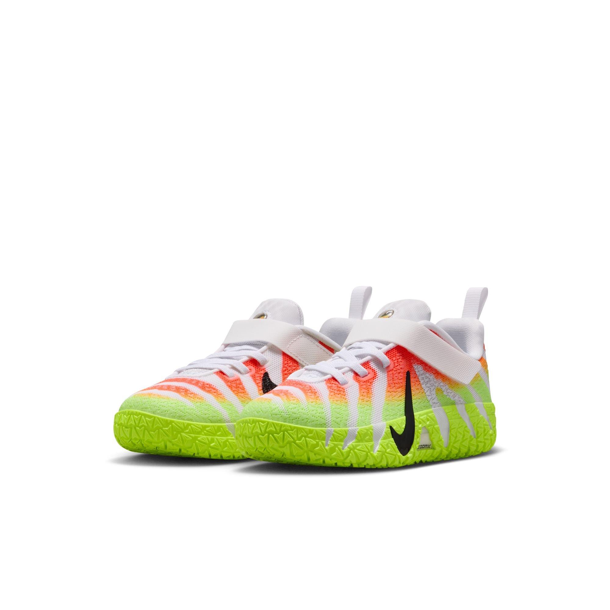 Nike Ja 3 "Snowed In" Preschool Kids' Basketball Shoe - WHITE/BRIGHT CRIMSON/VOLT Thumbnail View 4