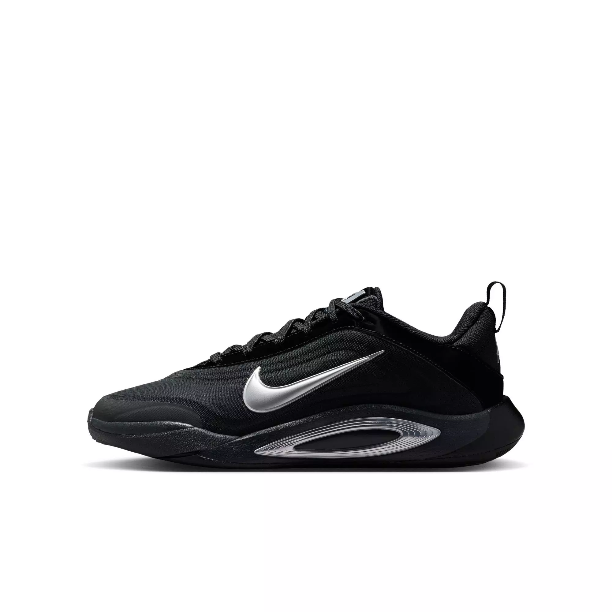 Nike A'One "Smoke Grey" Grade School Kids' Basketball Shoe - BLACK/METALLIC SILVER/SMOKE GREY
