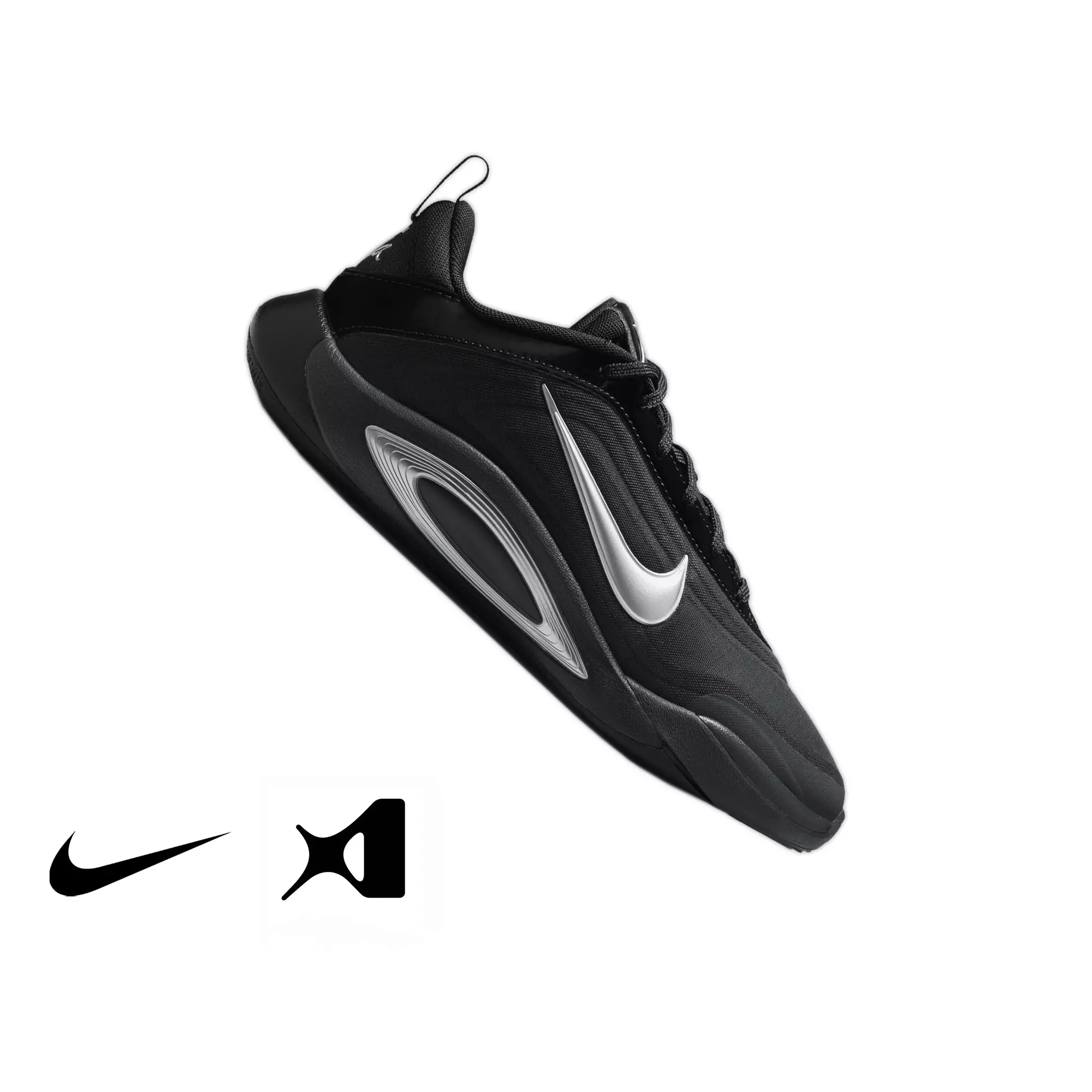 Nike A'One "Golden Dynasty" Grade School Kids' Basketball Shoe - BLACK/METALLIC SILVER/SMOKE GREY