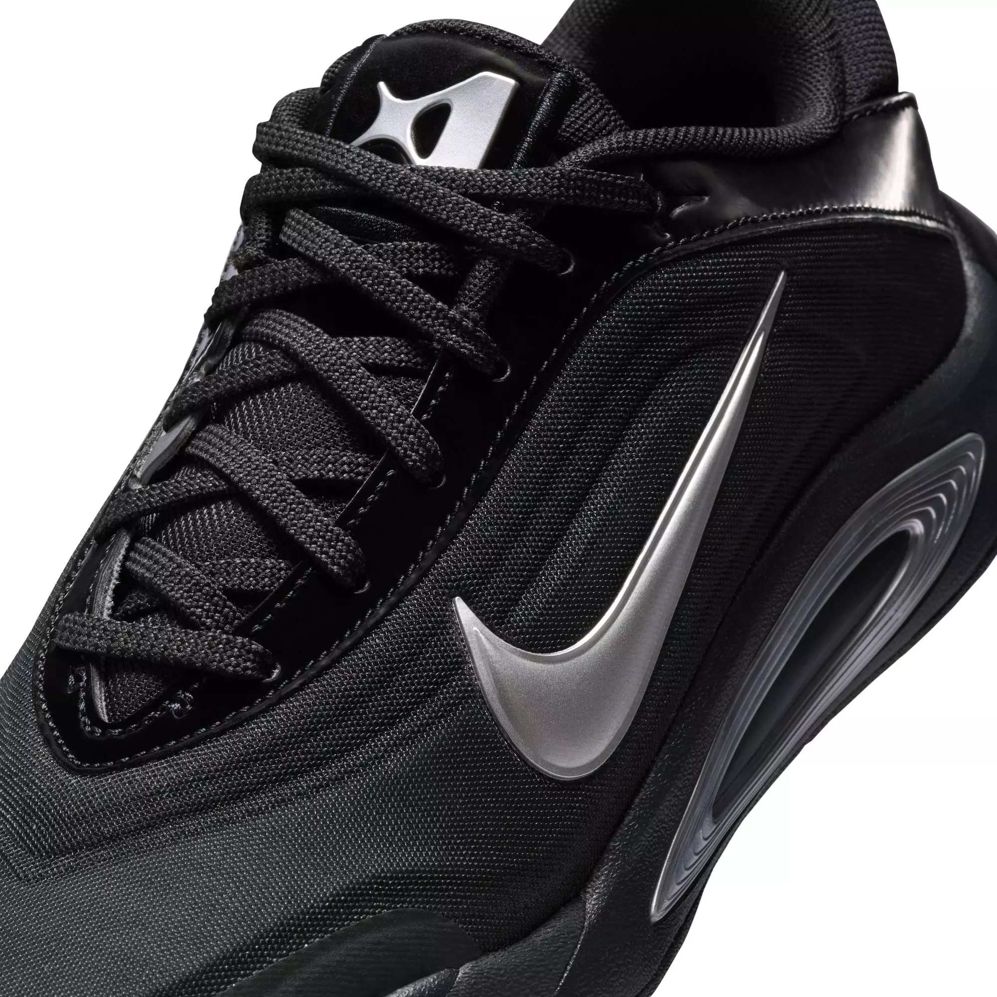 Nike A'One "Smoke Grey" Grade School Kids' Basketball Shoe - BLACK/METALLIC SILVER/SMOKE GREY