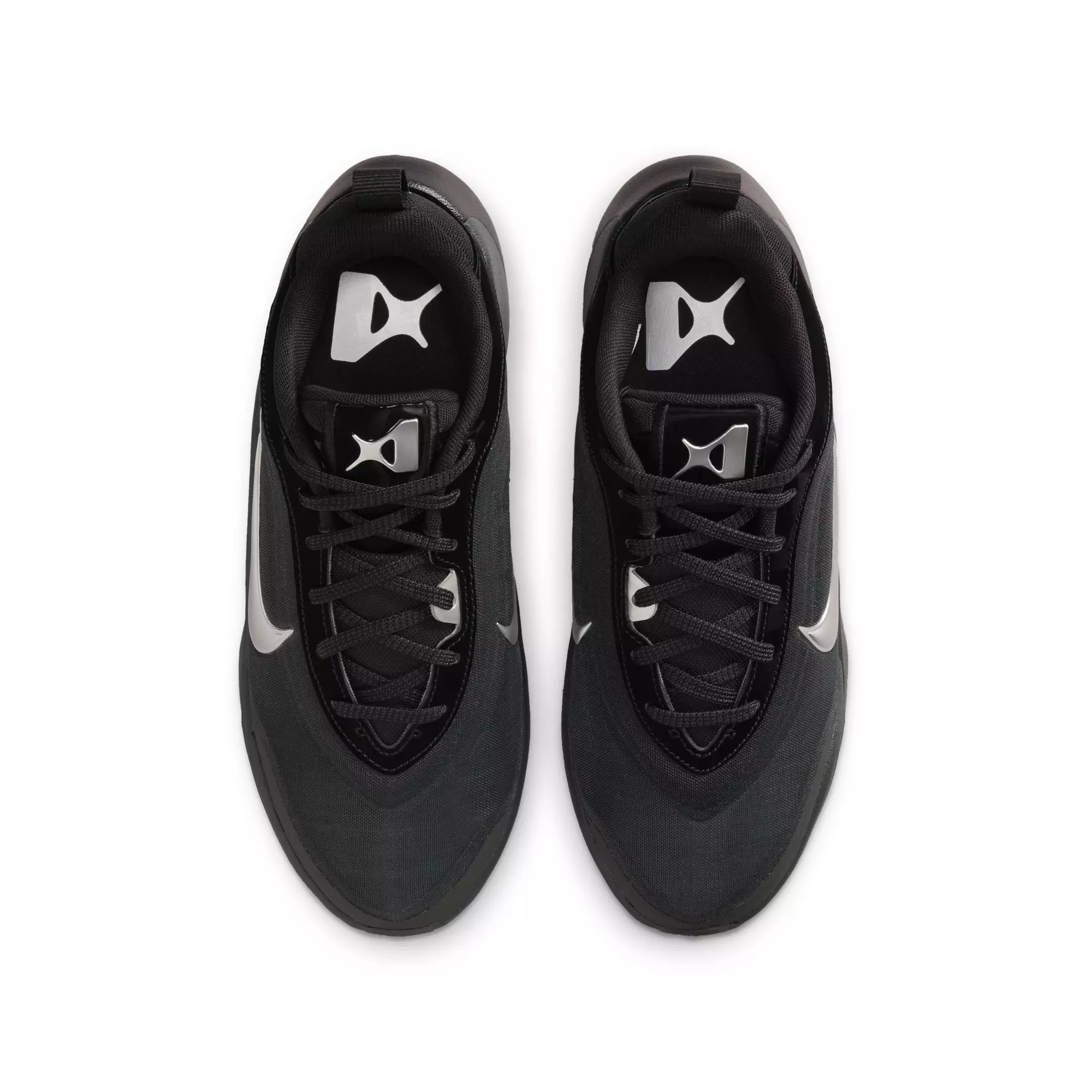 Nike A'One "Smoke Grey" Grade School Kids' Basketball Shoe - BLACK/METALLIC SILVER/SMOKE GREY