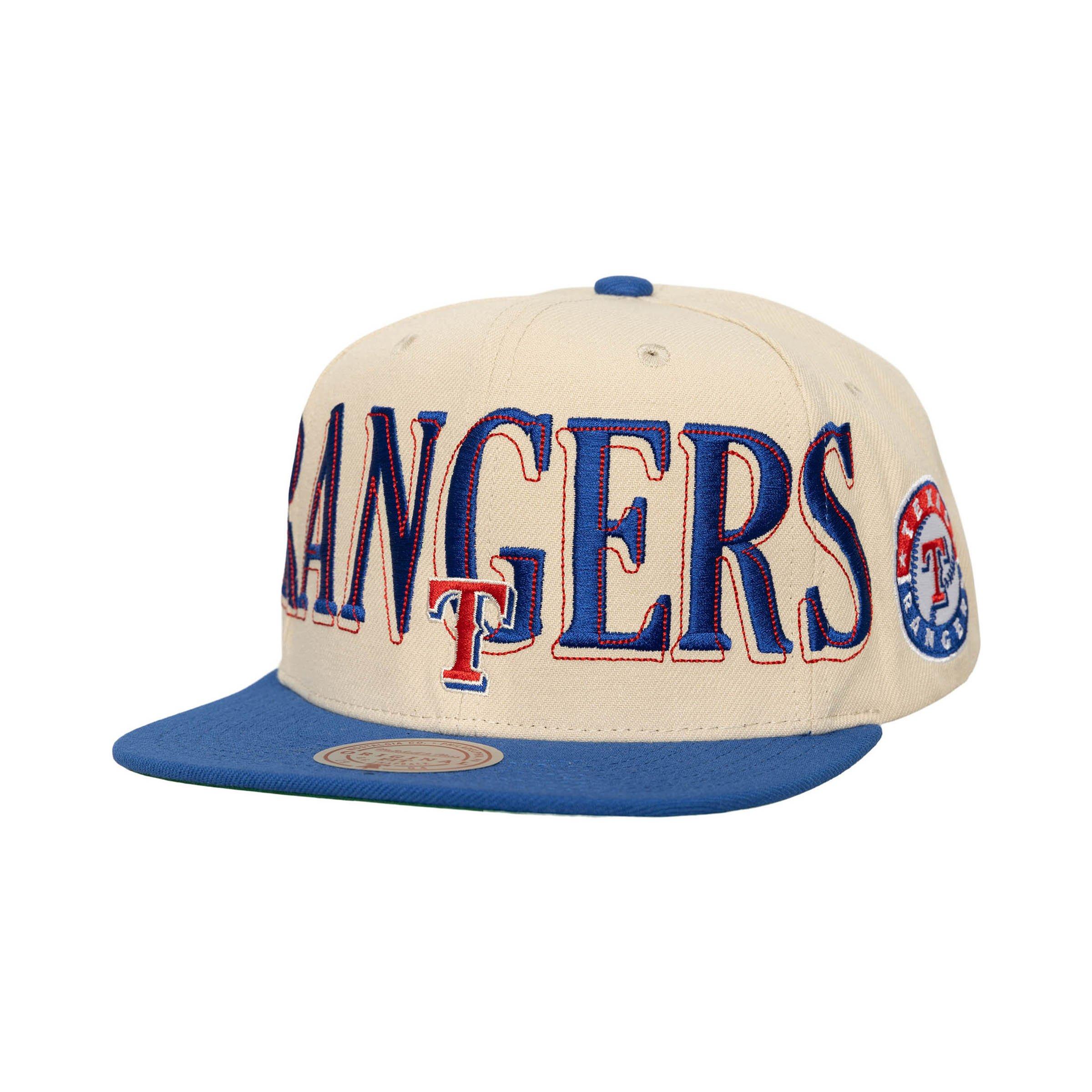 Mitchell & Ness Texas Rangers Across Board Snapback Hat - Cream