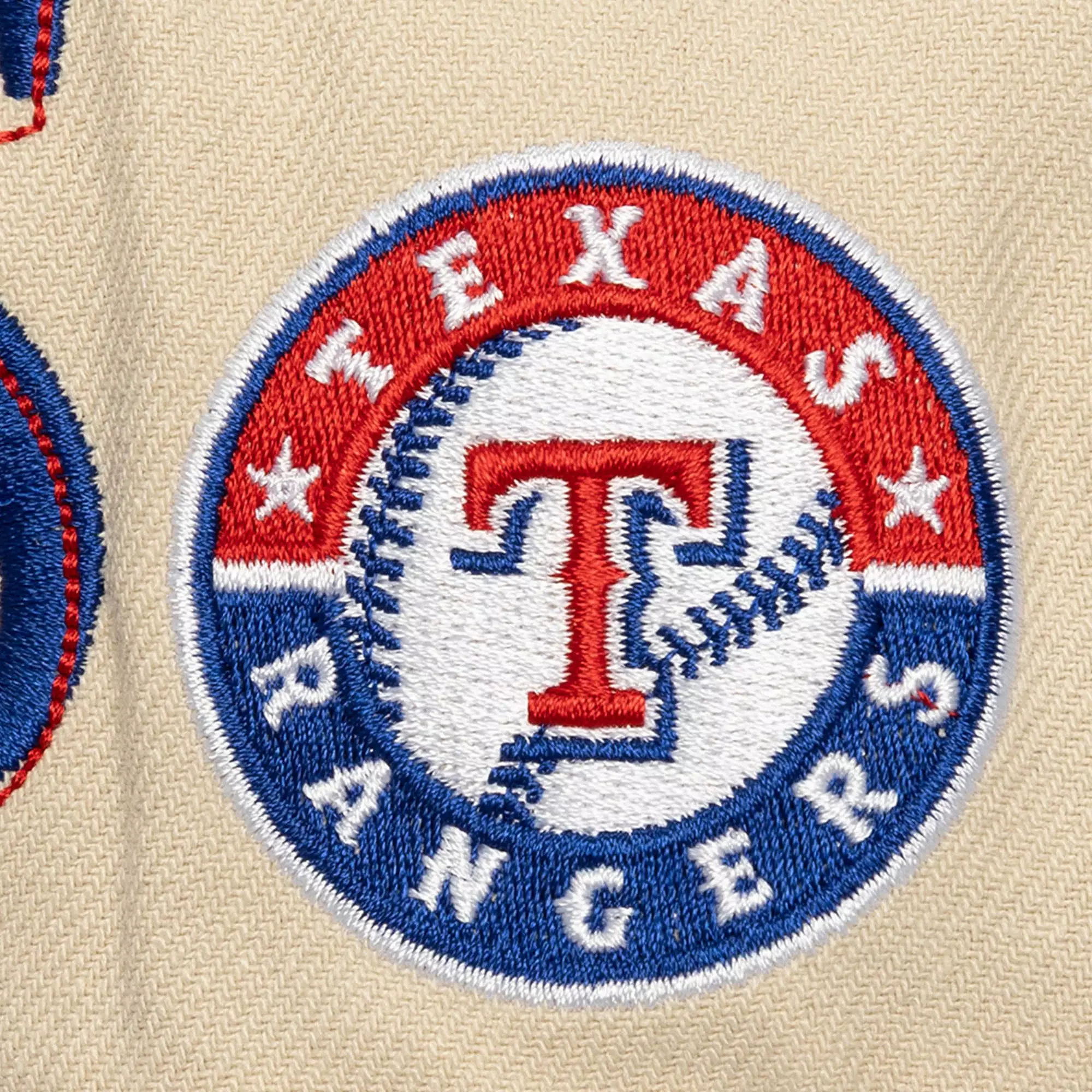 Mitchell & Ness Texas Rangers Across Board Snapback Hat-Cream - CREAM