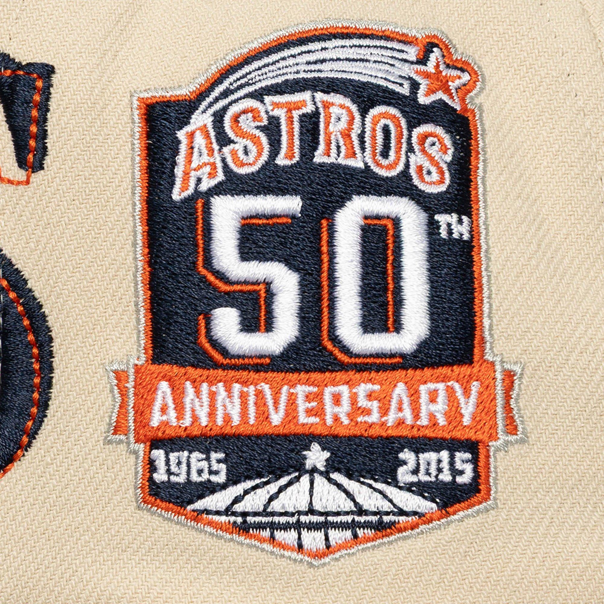 Mitchell & Ness Houston Astros Across Board Snapback Hat-Cream
