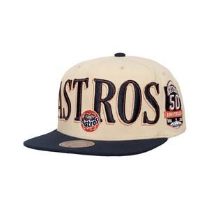 Mitchell & Ness Houston Astros Across Board Snapback Hat-Cream