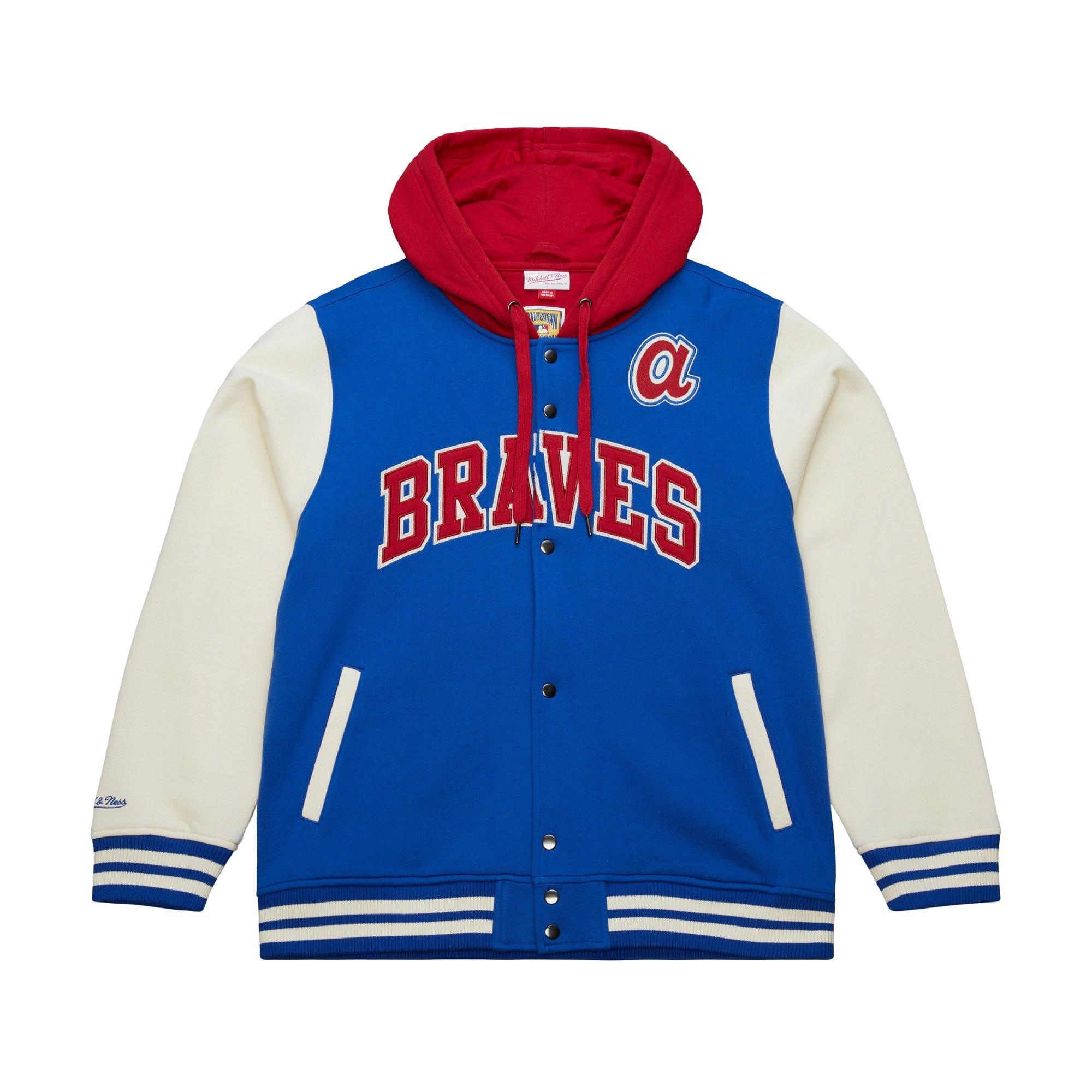 Mitchell & Ness Atlanta Braves Courtside Fleece Jacket-Royal - ROYAL Thumbnail View 1