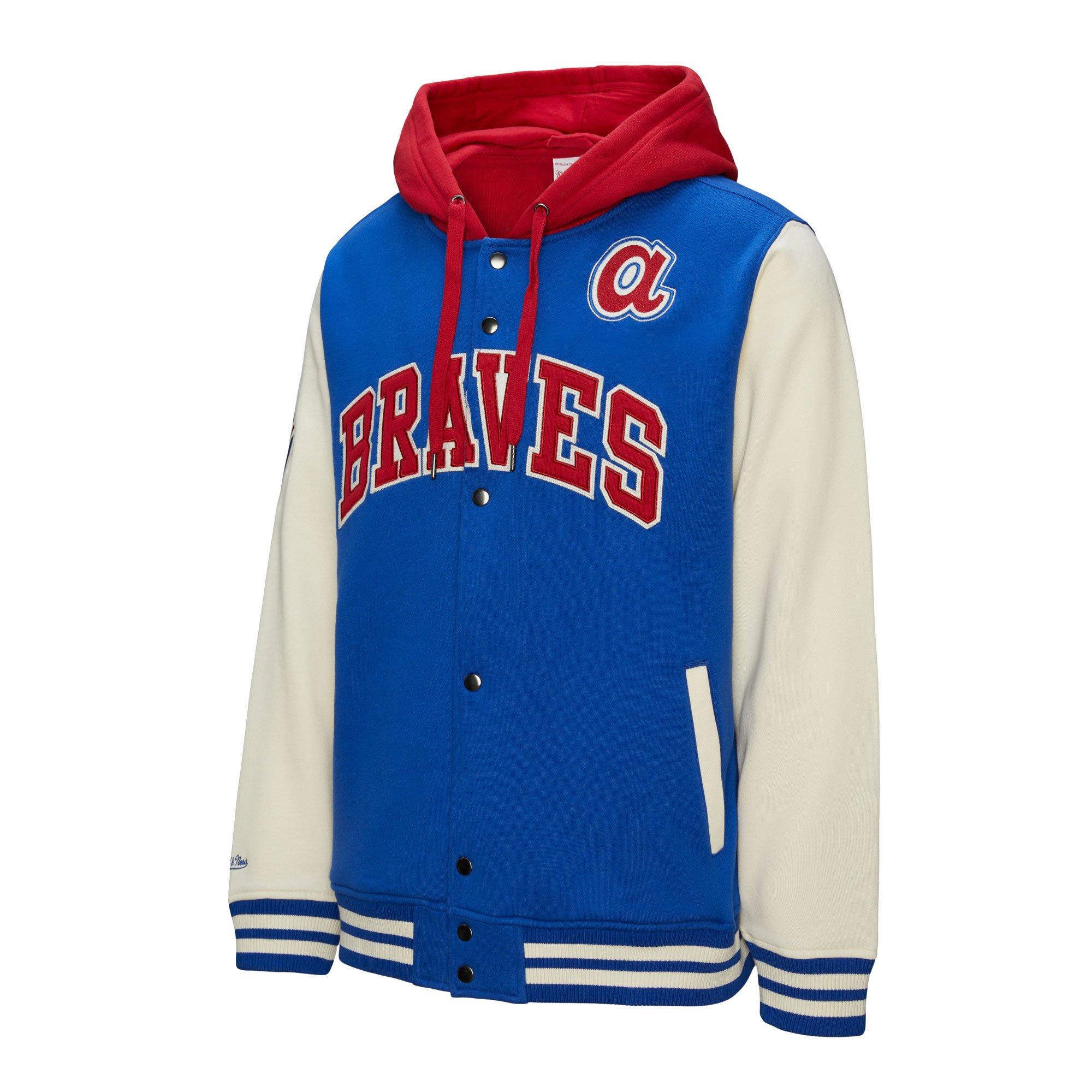Mitchell & Ness Atlanta Braves Courtside Fleece Jacket-Royal - ROYAL Thumbnail View 3
