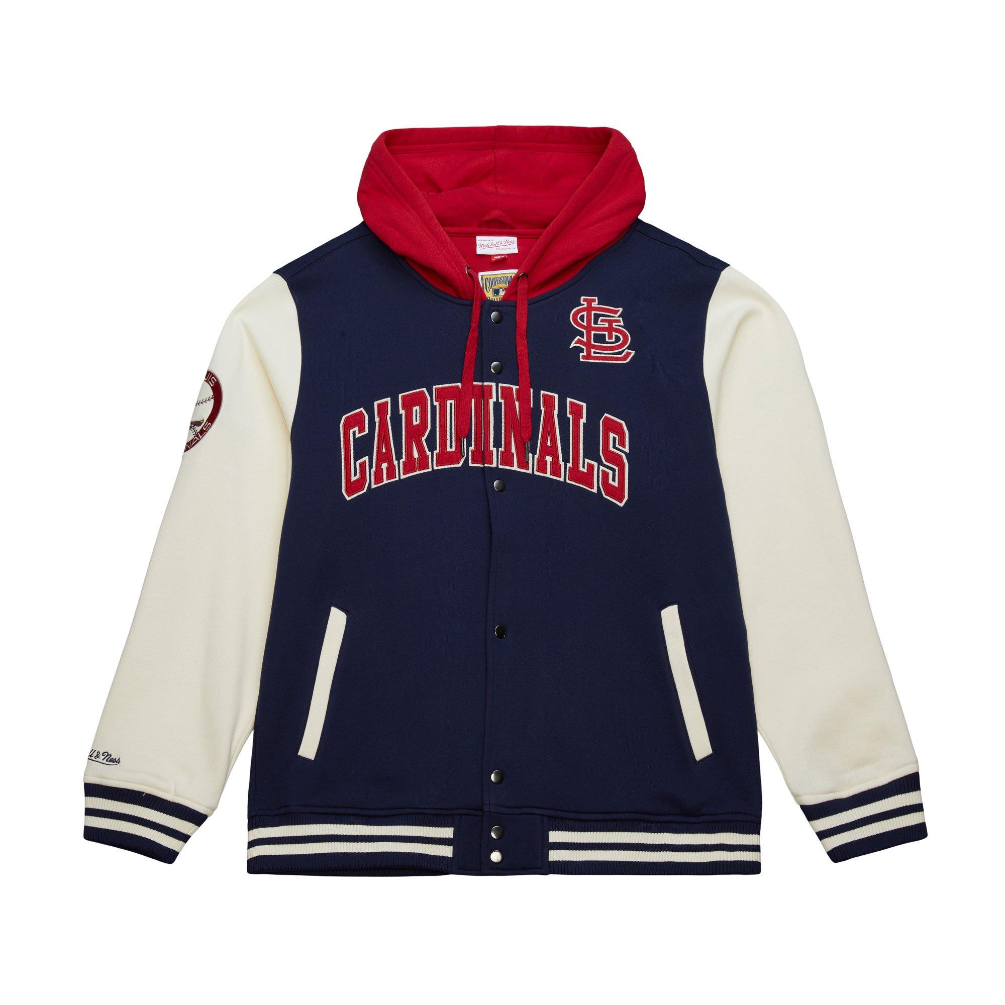 Mitchell & Ness St. Louis Cardinals Sideline Fleece Jacket - Navy - NAVY Thumbnail View 1