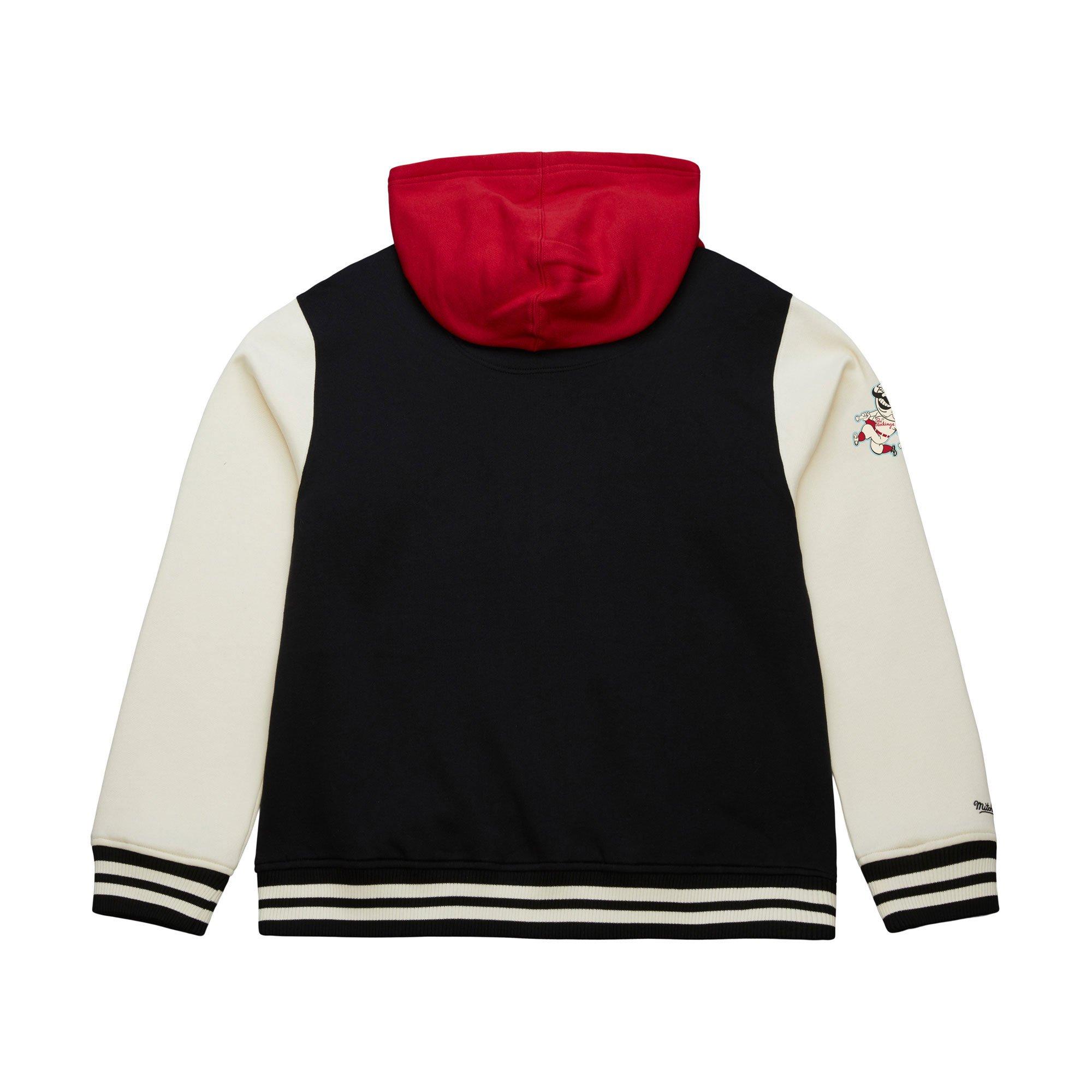 Mitchell & Ness Cincinnati Reds Courtside Fleece Jacket-Black - BLACK Thumbnail View 2