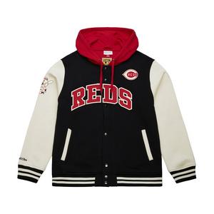 Mitchell & Ness Cincinnati Reds Courtside Fleece Jacket-Black