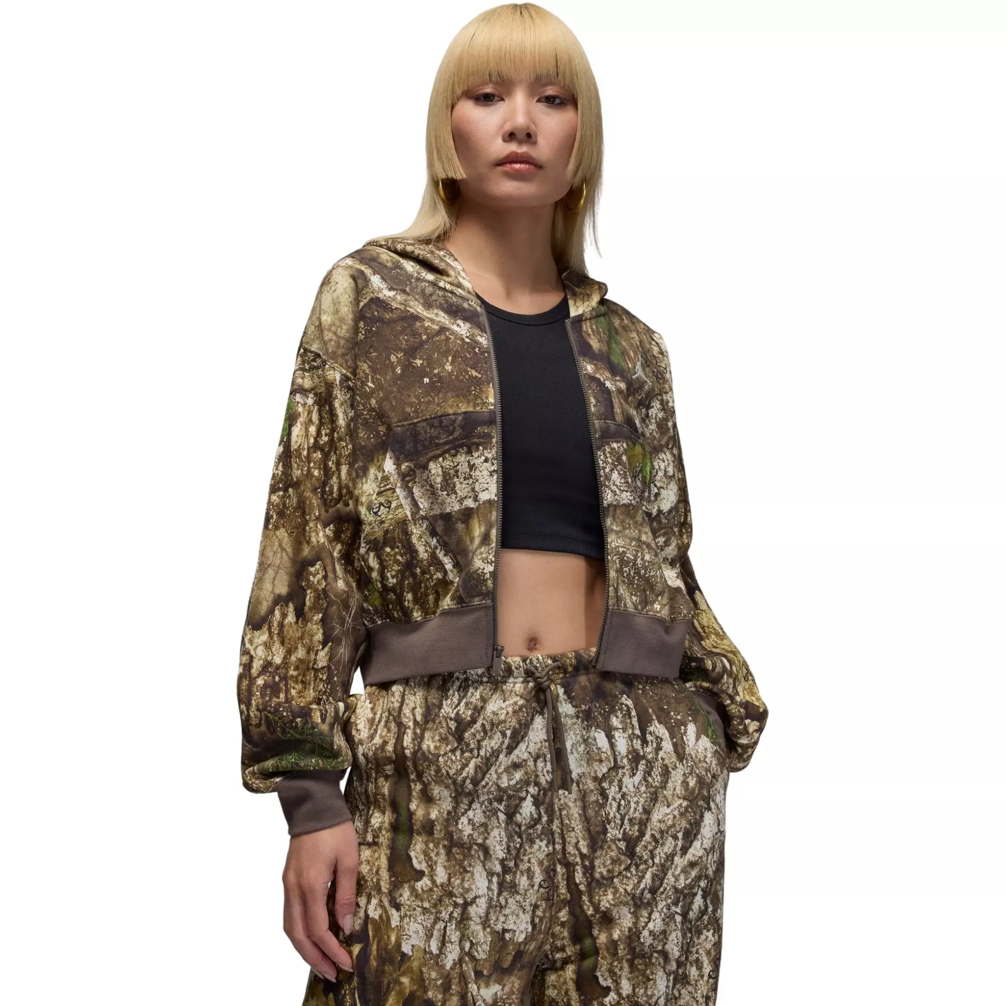 Jordan Women's Brooklyn Fleece Realtree Mod Crop Full-Zip Jacket - CAMOUFLAGE