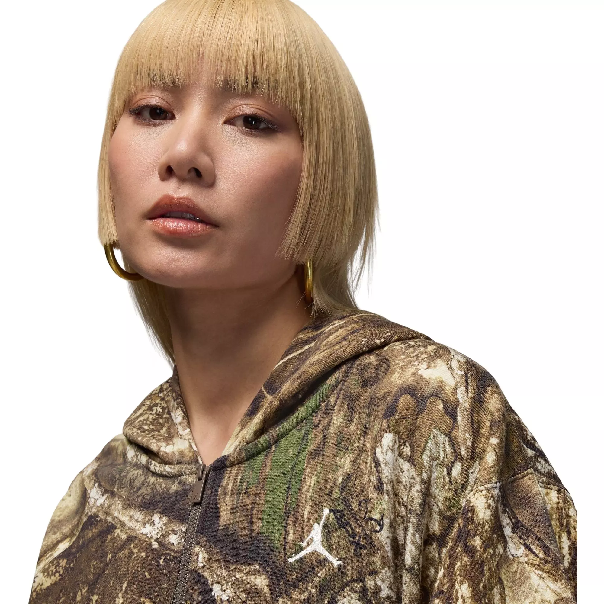 Jordan x Realtree Women's Brooklyn Fleece Cropped Full-Zip Jacket - CAMOUFLAGE