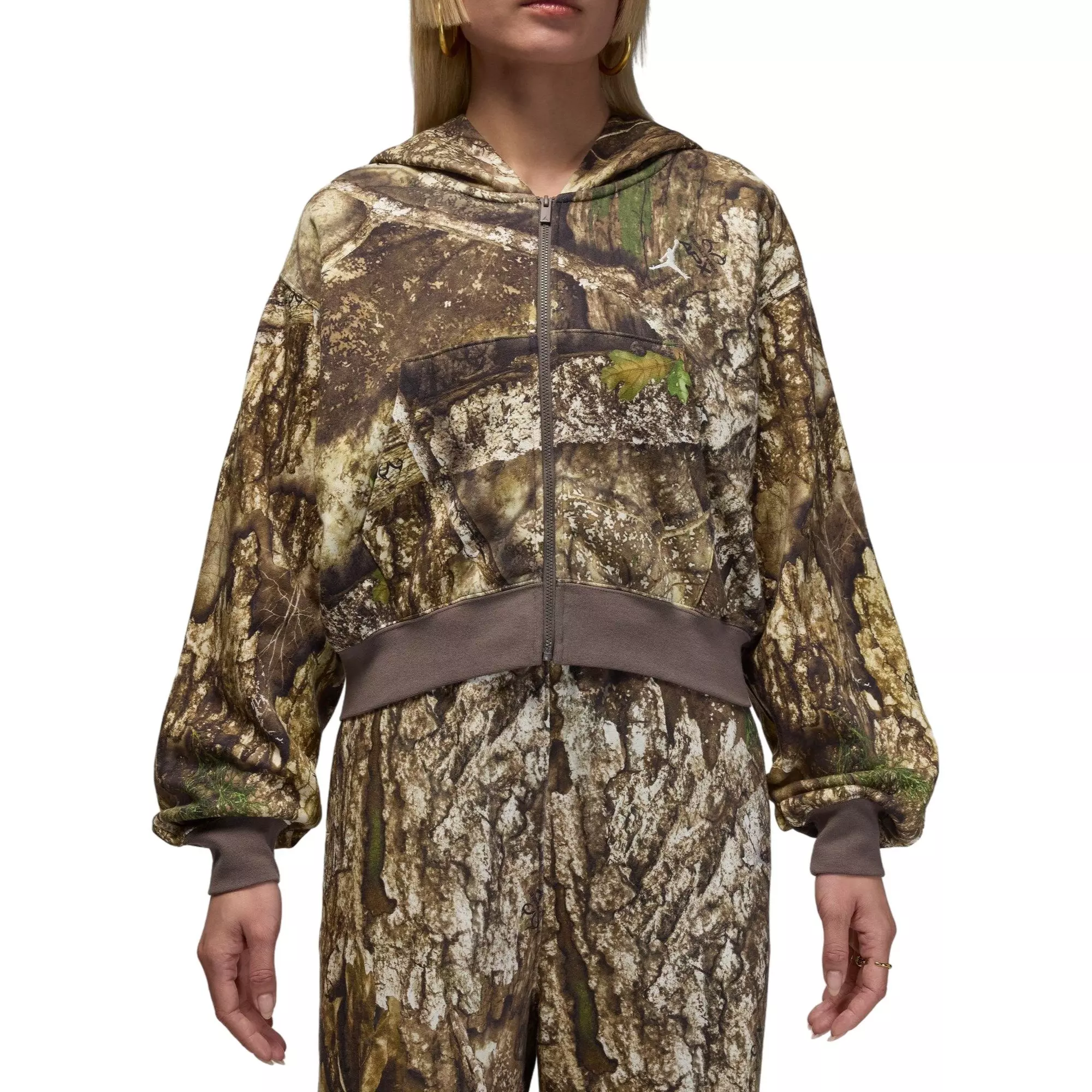 Jordan x Realtree Women's Brooklyn Fleece Cropped Full-Zip Jacket - CAMOUFLAGE