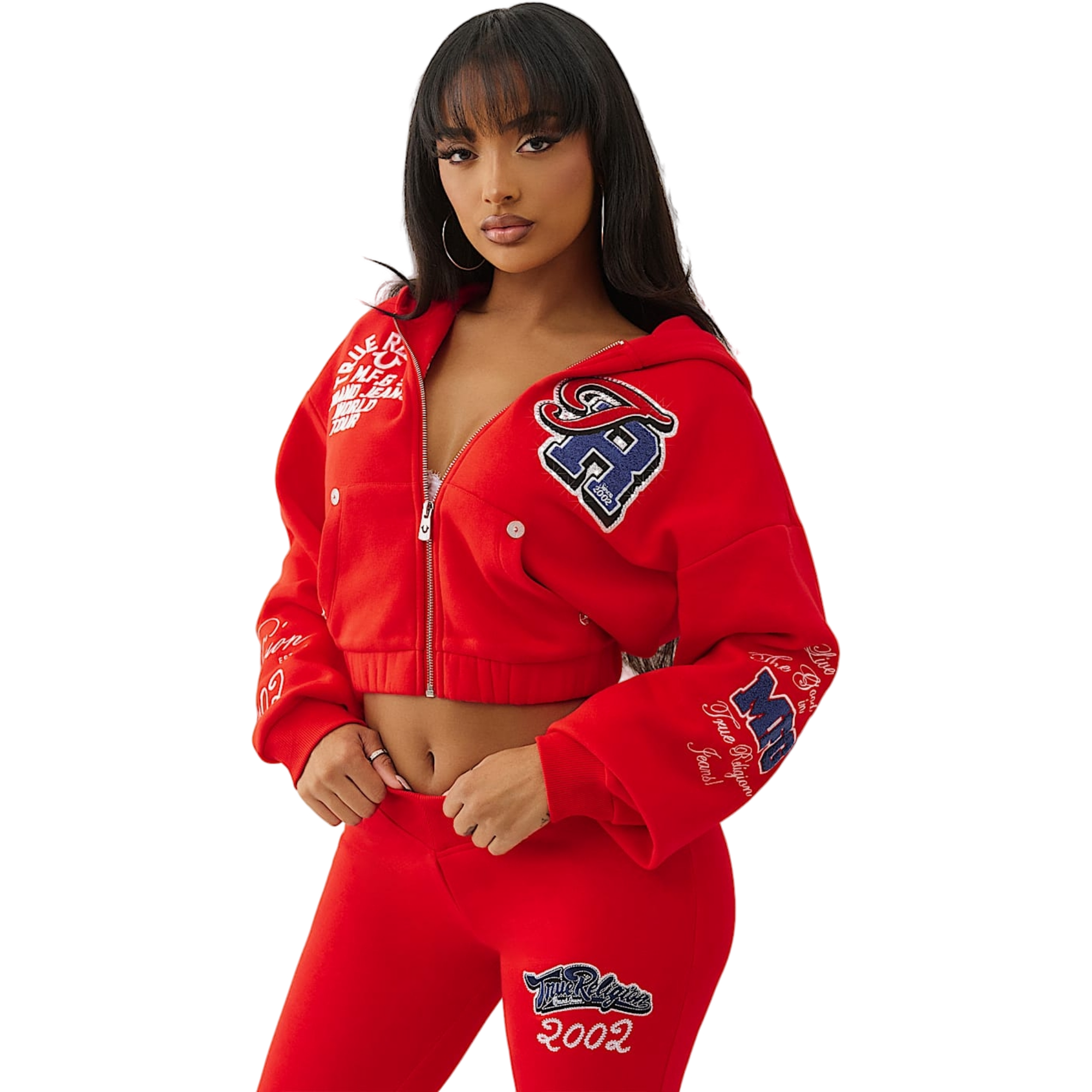 True Religion Women's Crystal Patch Full-Zip Jacket - RED Thumbnail View 1