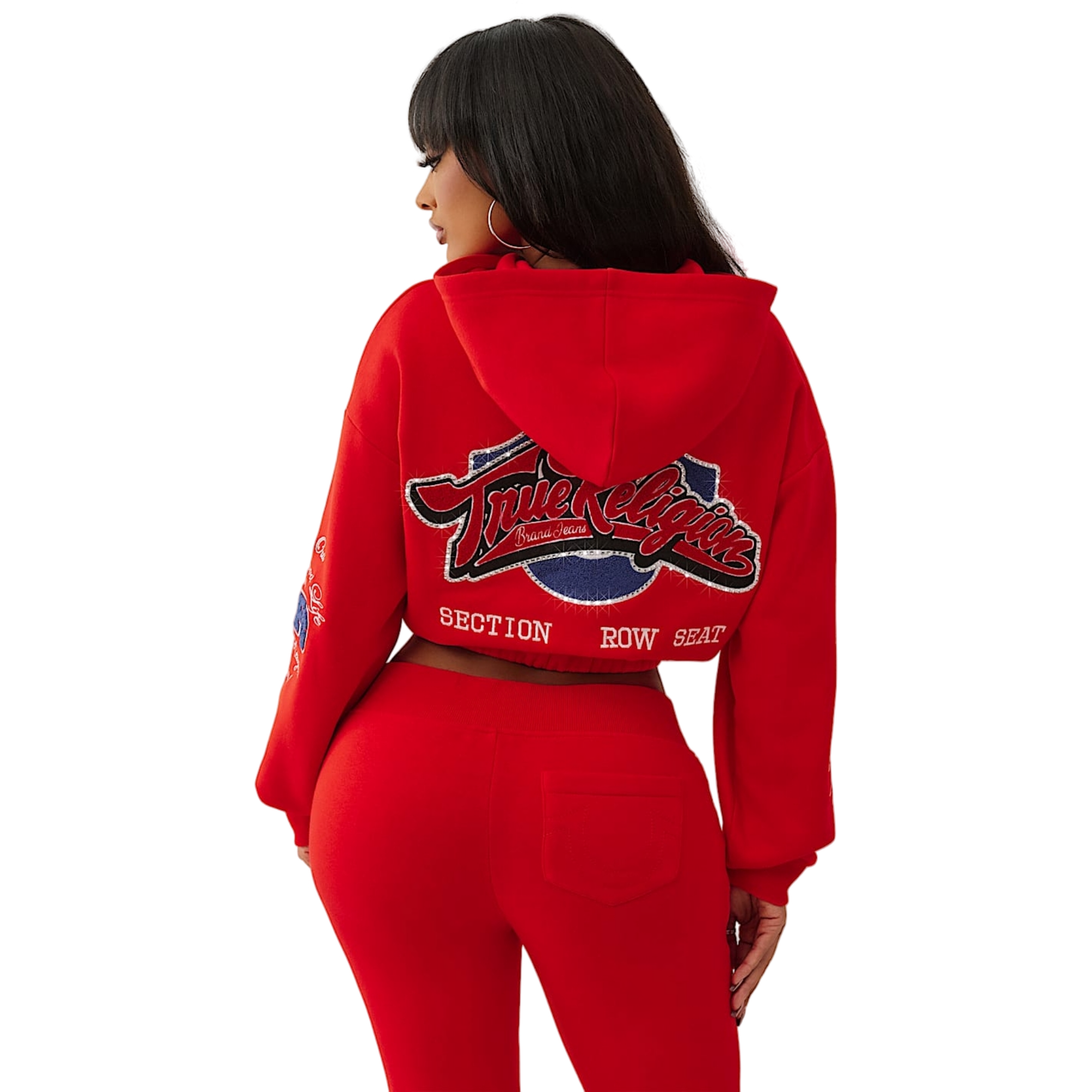 True Religion Women's Crystal Patch Full-Zip Jacket - RED Thumbnail View 2