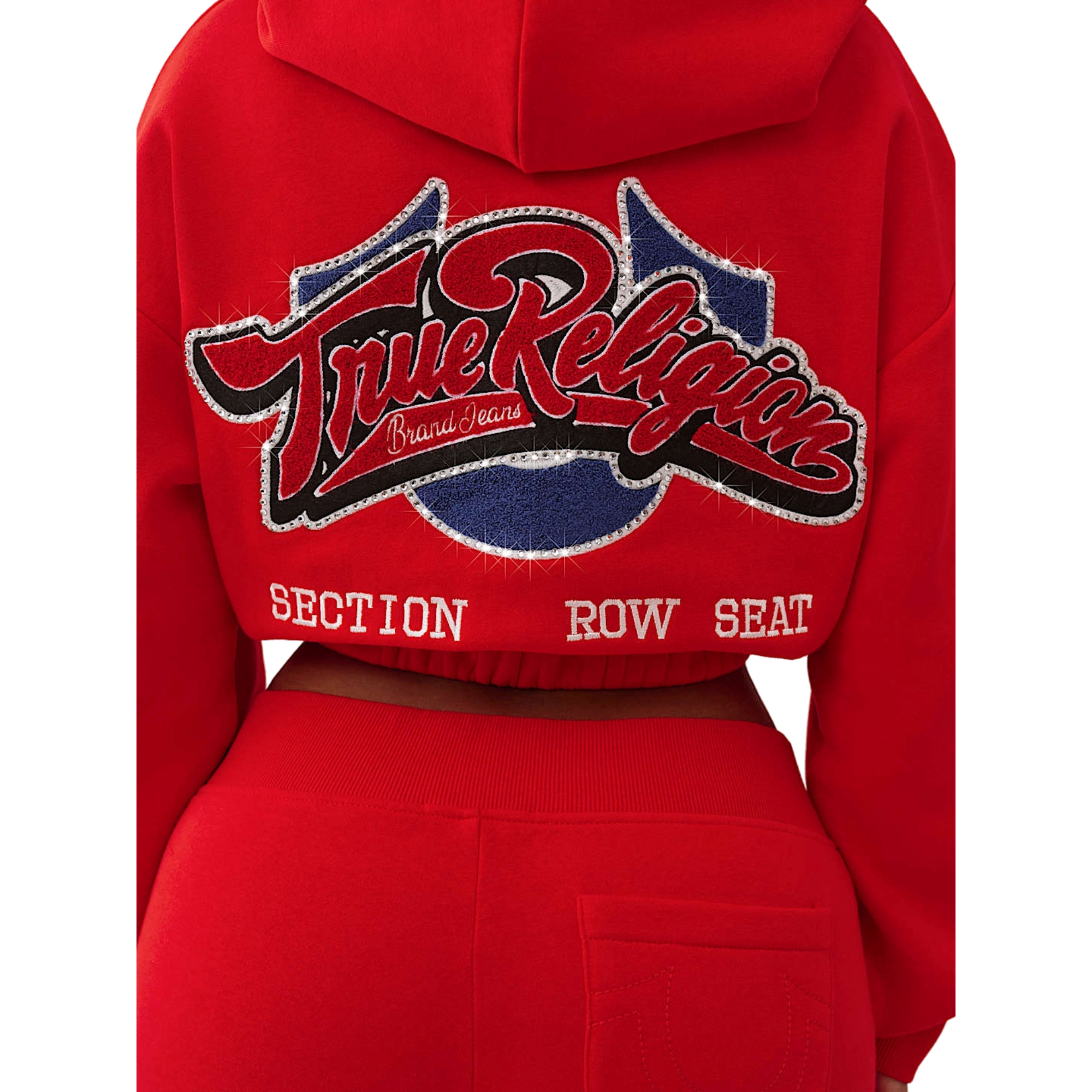 True Religion Women's Crystal Patch Full-Zip Jacket - RED Thumbnail View 4