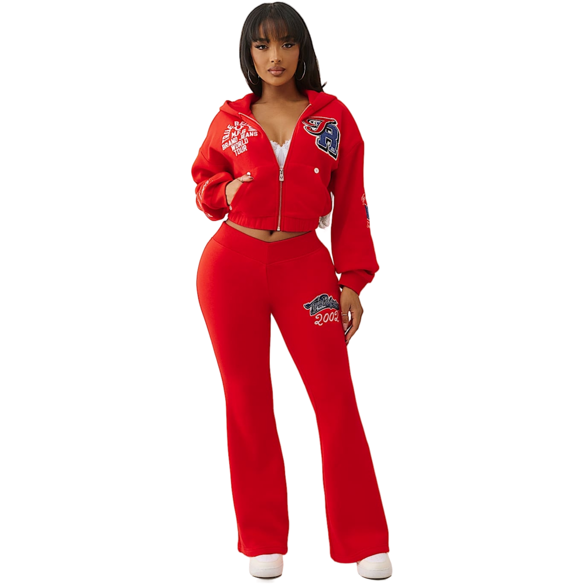 True Religion Women's Crystal Patch Full-Zip Jacket - RED Thumbnail View 6