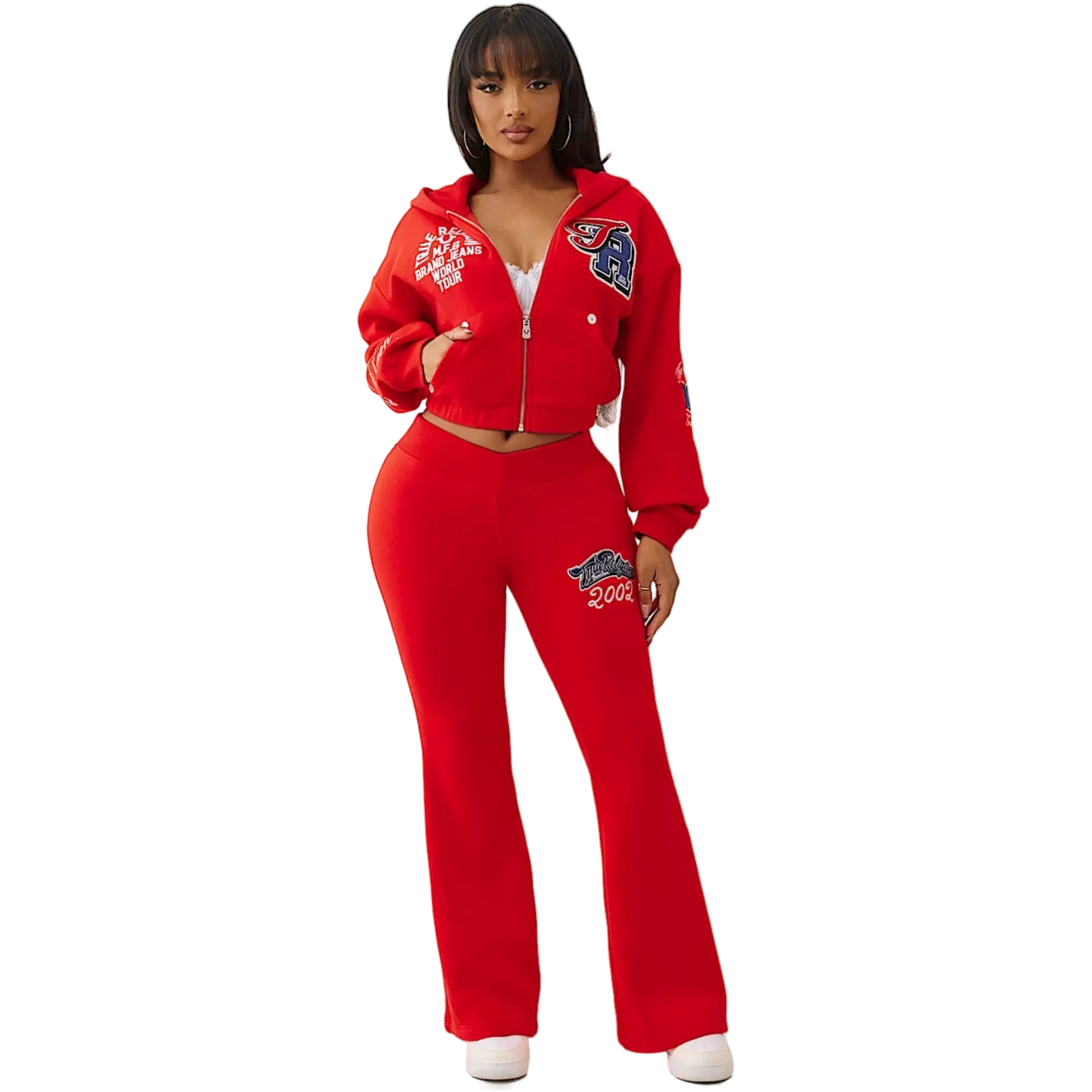 True Religion Women's Crystal Patch Full-Zip Jacket - RED