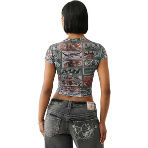 True Religion Women's Money Mesh Baby Tee