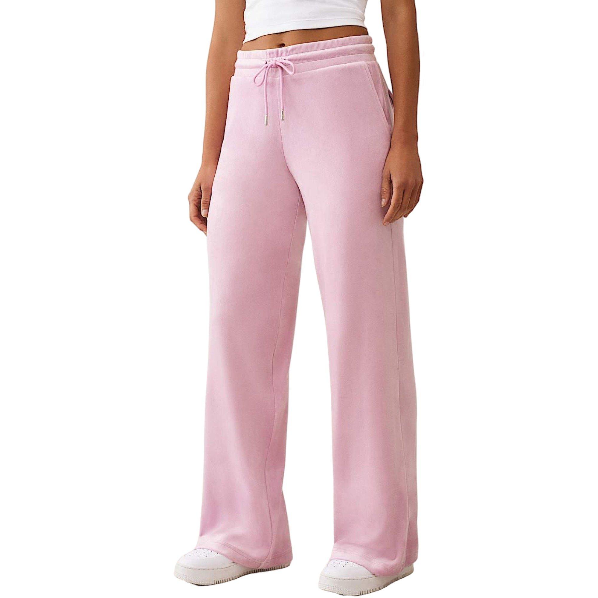 True Religion Women's Crystal Horseshoe Velour Pants - PINK Thumbnail View 3