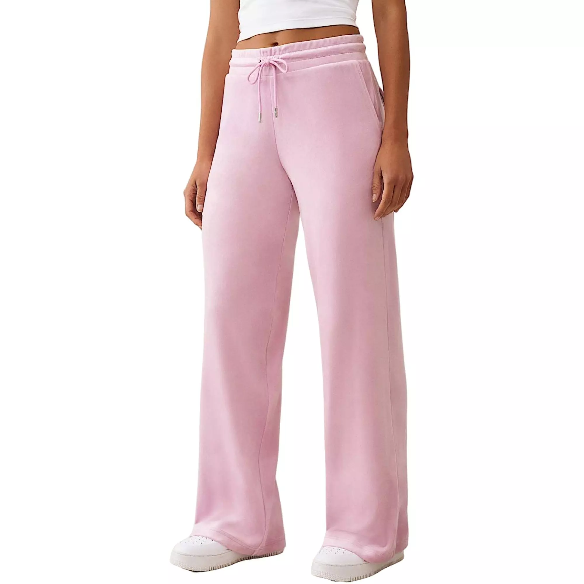 True Religion Women's Crystal Horseshoe Velour Pants - PINK