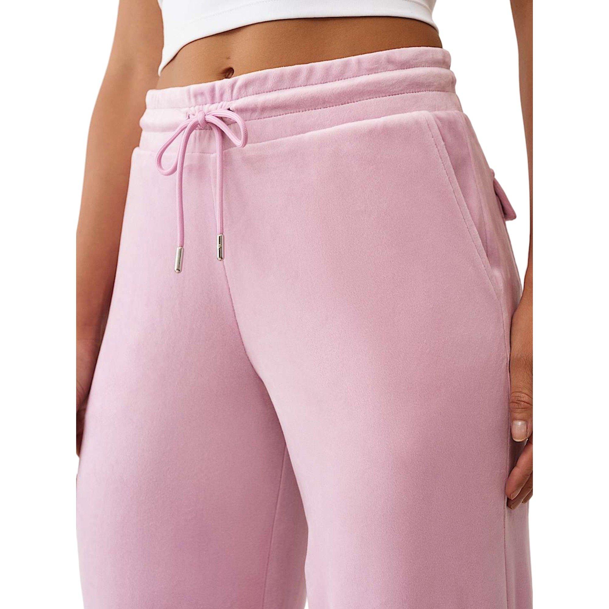 True Religion Women's Crystal Horseshoe Velour Pants - PINK Thumbnail View 4