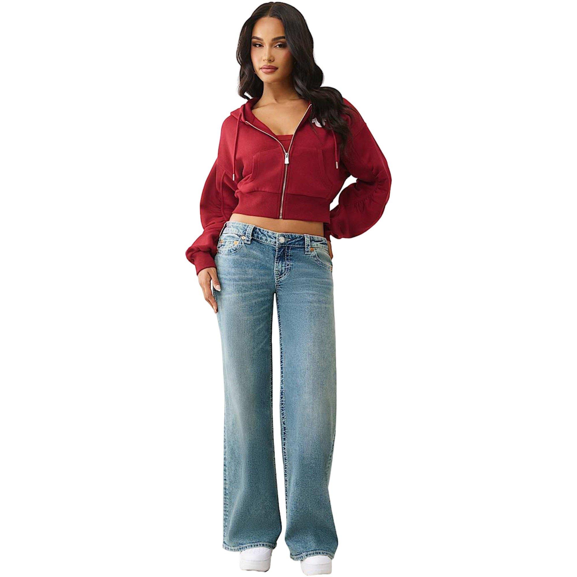 True Religion Women's Buddha Ruched Full-Zip Jacket - BURGUNDY Thumbnail View 6