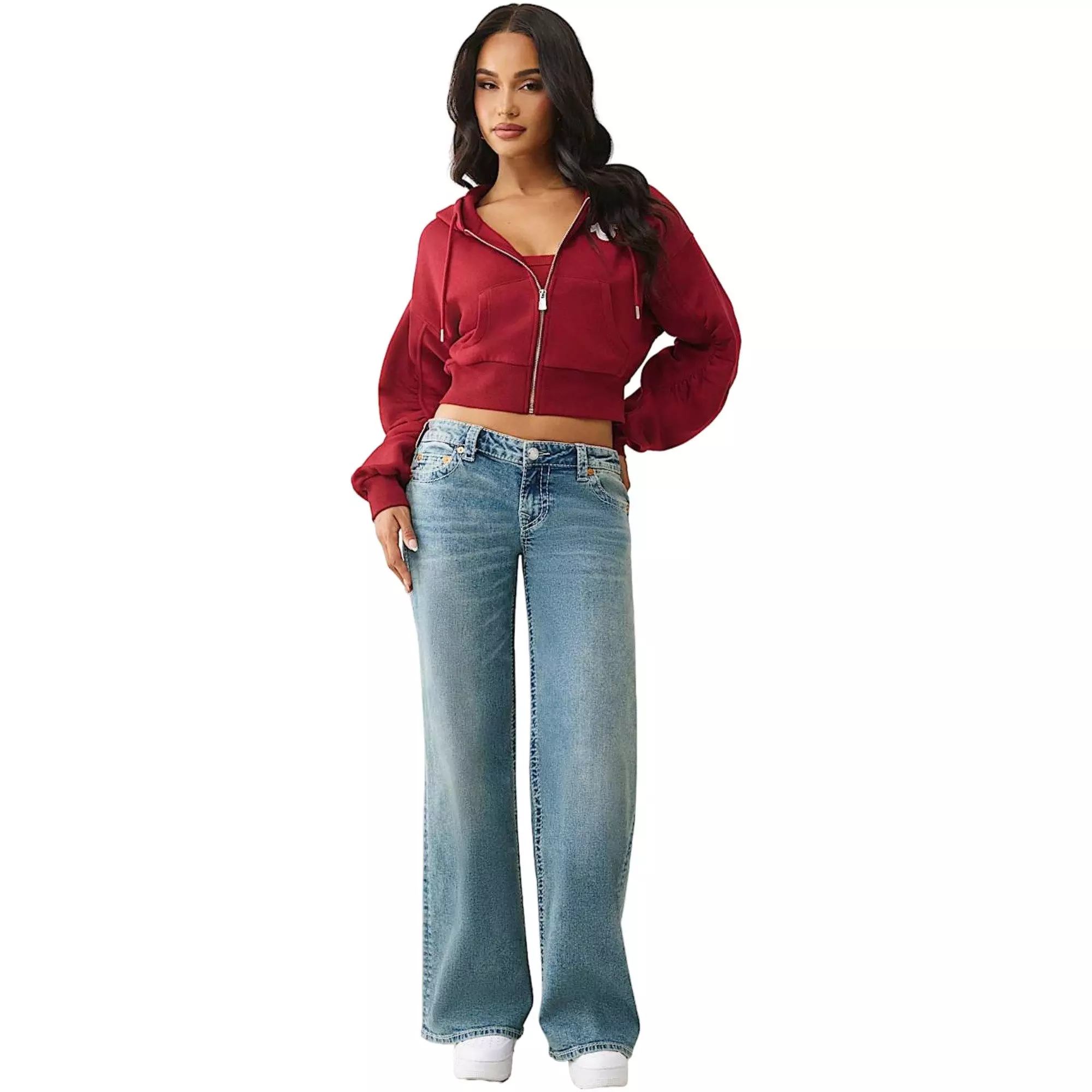 True Religion Women's Buddha Ruched Full-Zip Jacket - BURGUNDY