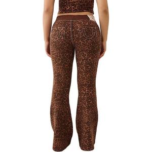True Religion Women's "Leopard Print" Mid Rise Big T Flare Pants