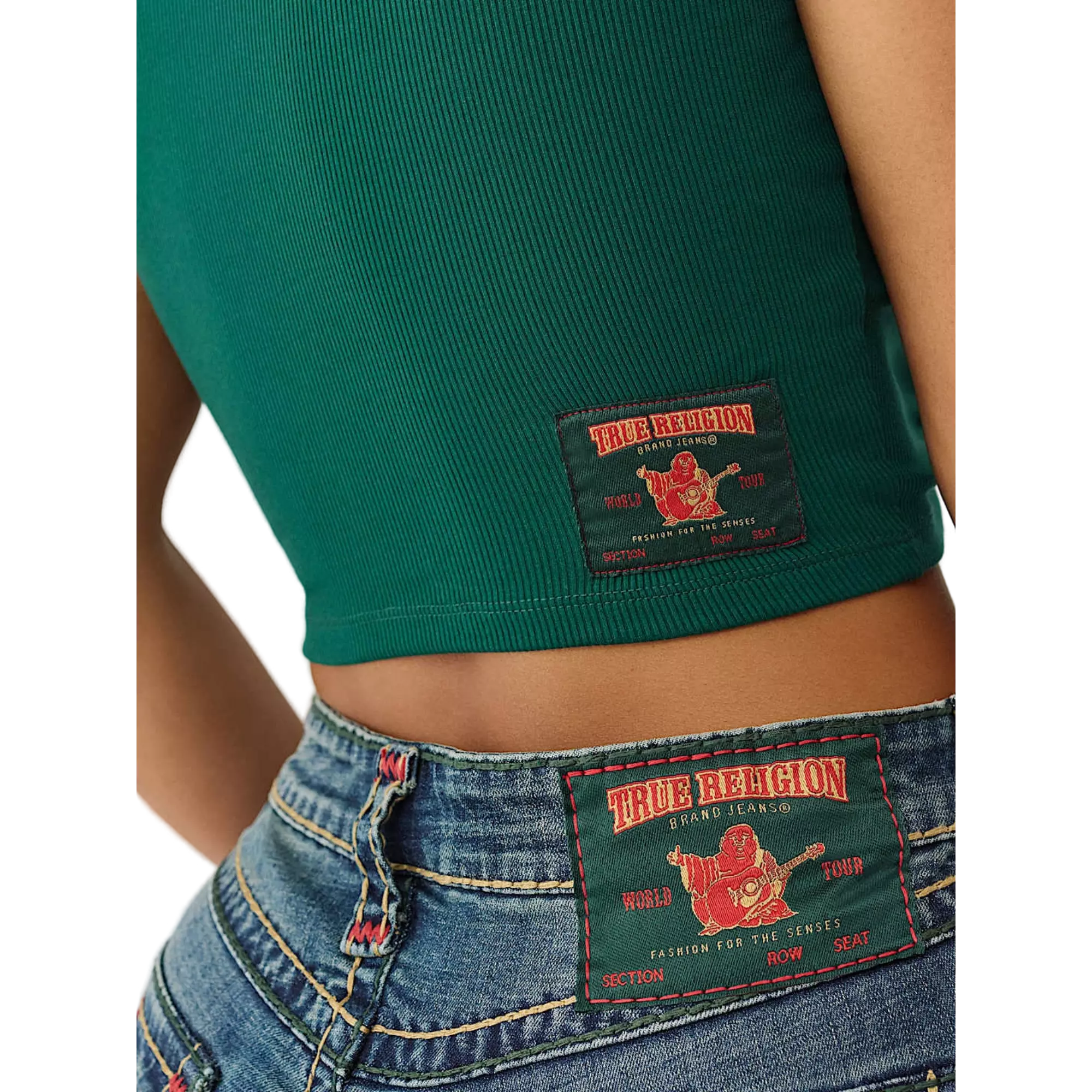 True Religion Men's Logo V-Notch Tee - GREEN