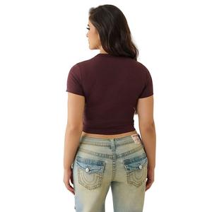 True Religion Women's Ty Buddha Key Hole Baby Tee - Fudge