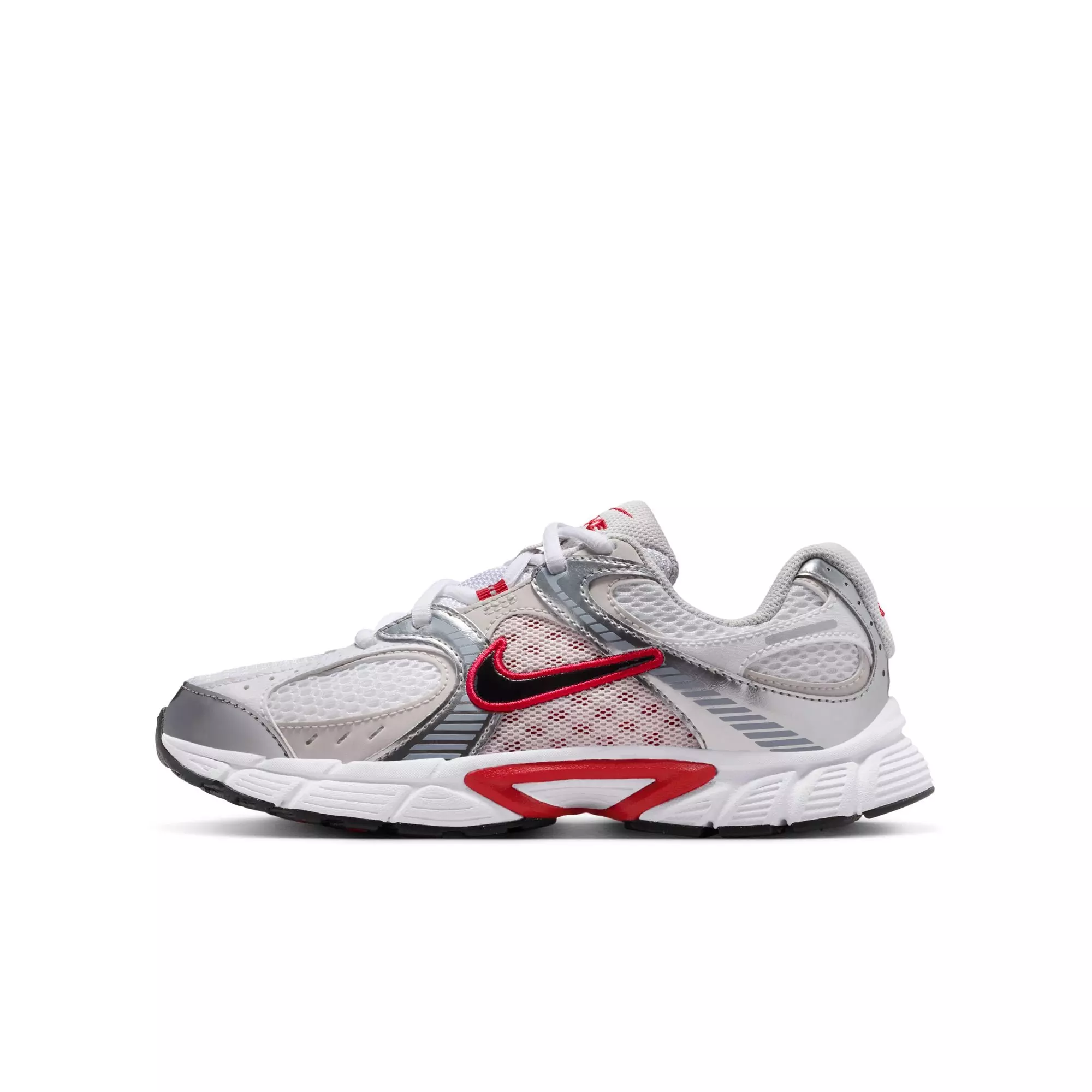 Nike V5 RNR "White/Gym Red/Black/Vast Grey" Grade School Boys' Shoe - WHITE/RED