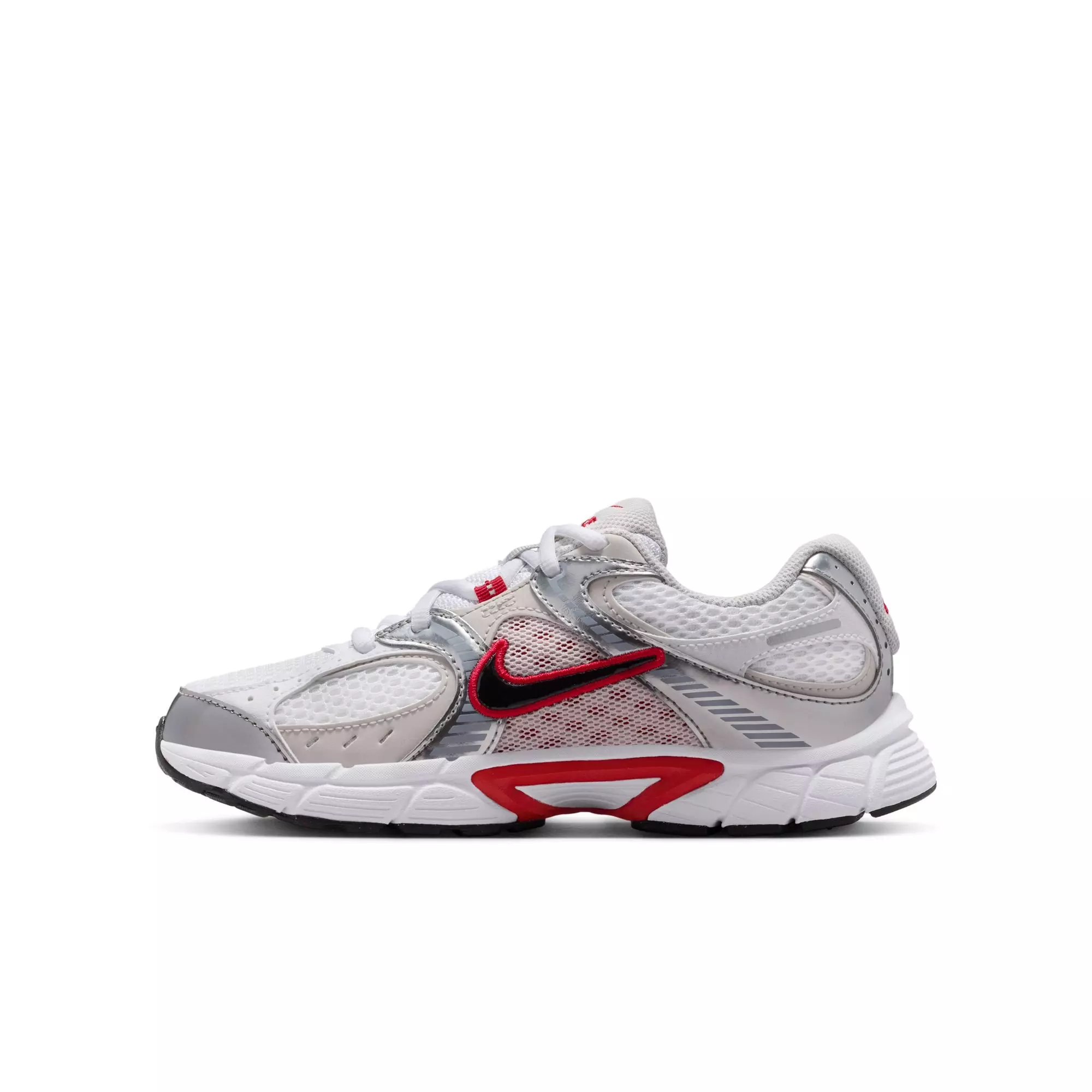 Nike V5 RNR "White/Gym Red/Black/Vast Grey" Grade School Boys' Shoe - WHITE/RED