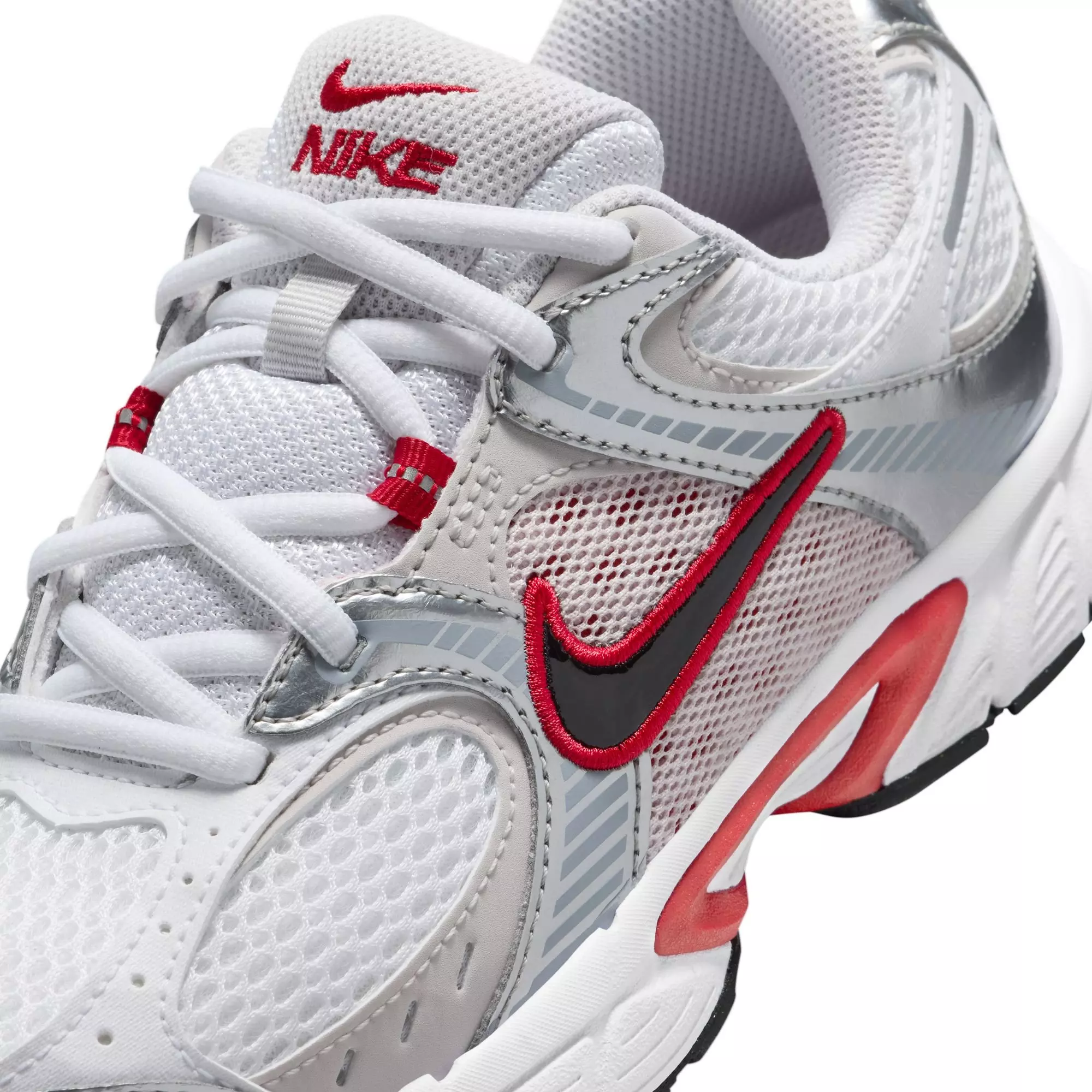 Nike V5 RNR "White/Gym Red/Black/Vast Grey" Grade School Boys' Shoe - WHITE/RED