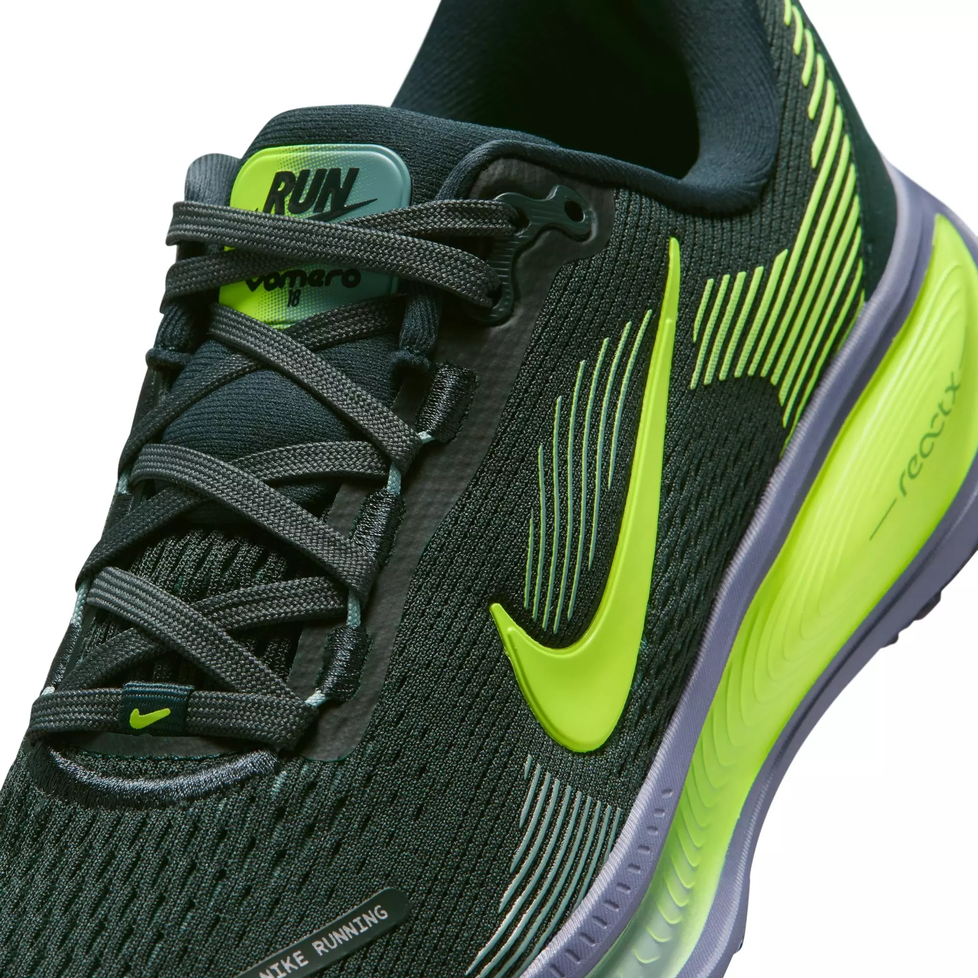 Nike Vomero 18 "Seaweed/Volt Cannon/Sanded Purple" Grade School Boys' Shoe - BLACK/GREEN