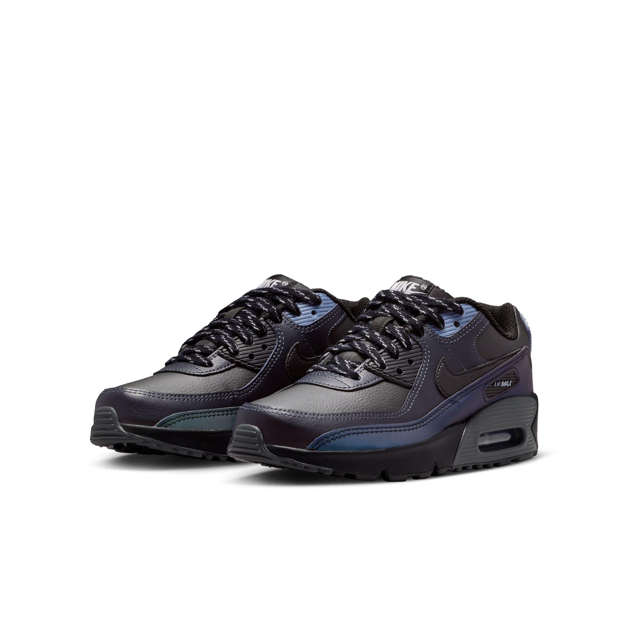 Nike Air Max 90 With Reflective Accents "Black/Dk Smoke Grey/Light Carbon" Grade School Boys' Shoe - BLACK Thumbnail View 5