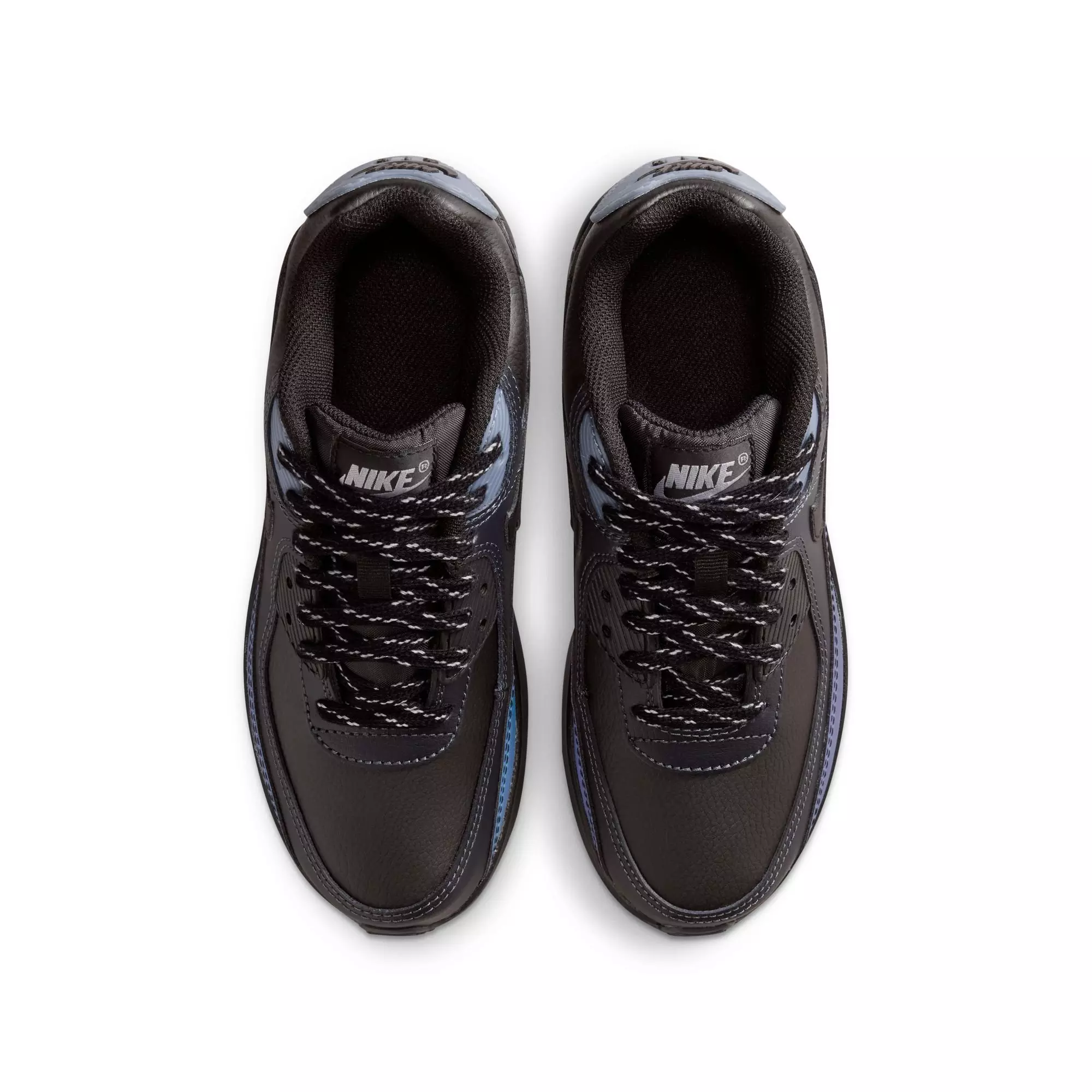 Nike Air Max 90 With Reflective Accents "Black/Dk Smoke Grey/Light Carbon" Grade School Boys' Shoe - BLACK