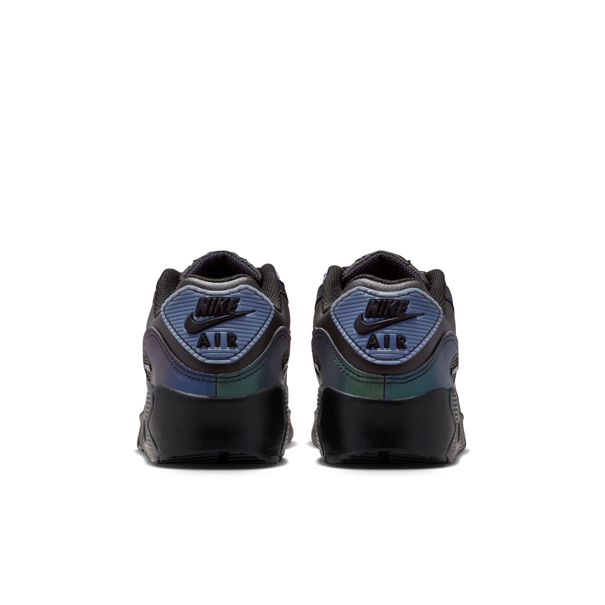 Nike Air Max 90 With Reflective Accents "Black/Dk Smoke Grey/Light Carbon" Grade School Boys' Shoe - BLACK Thumbnail View 7