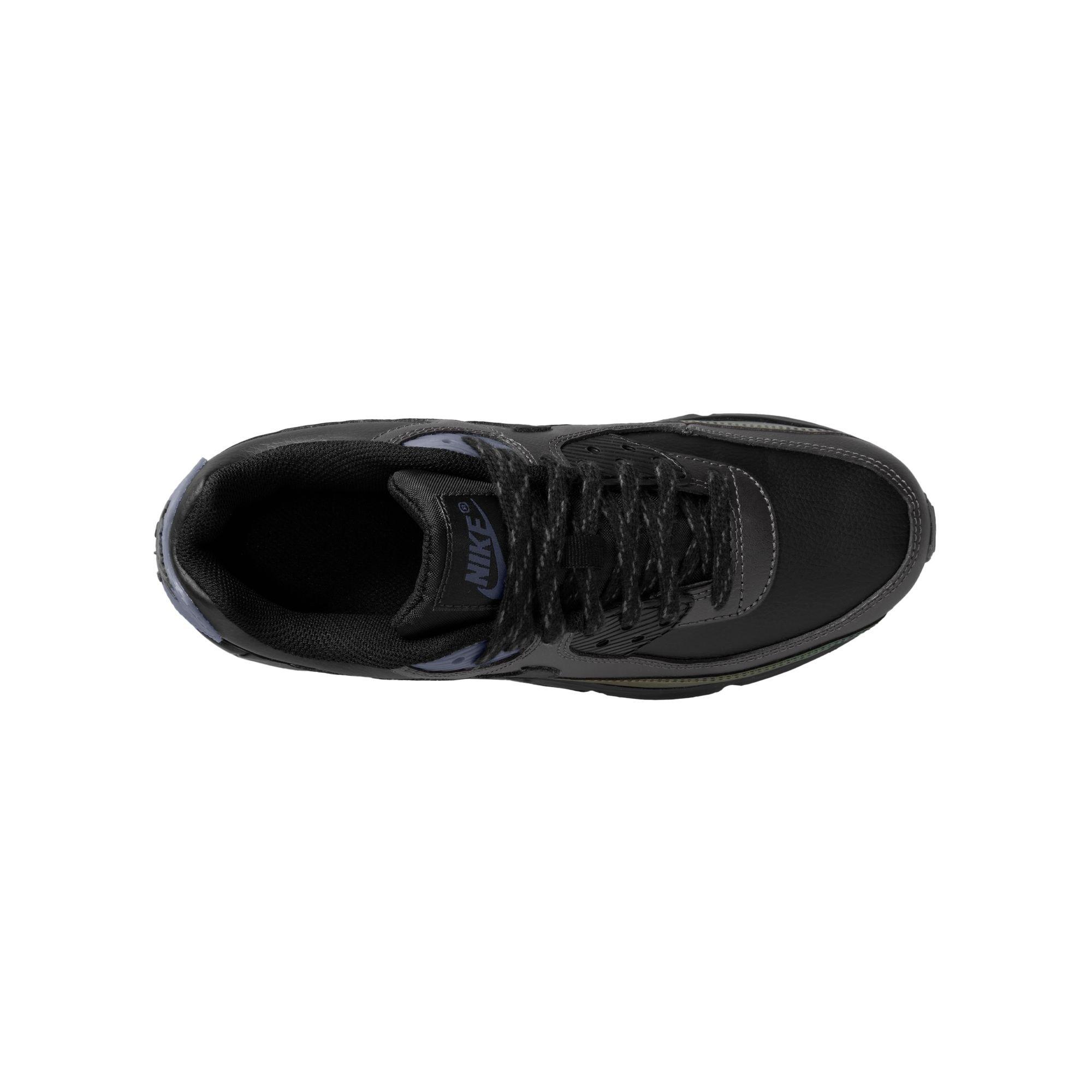 Nike Air Max 90 With Reflective Accents "Black/Dk Smoke Grey/Light Carbon" Grade School Boys' Shoe - BLACK Thumbnail View 8