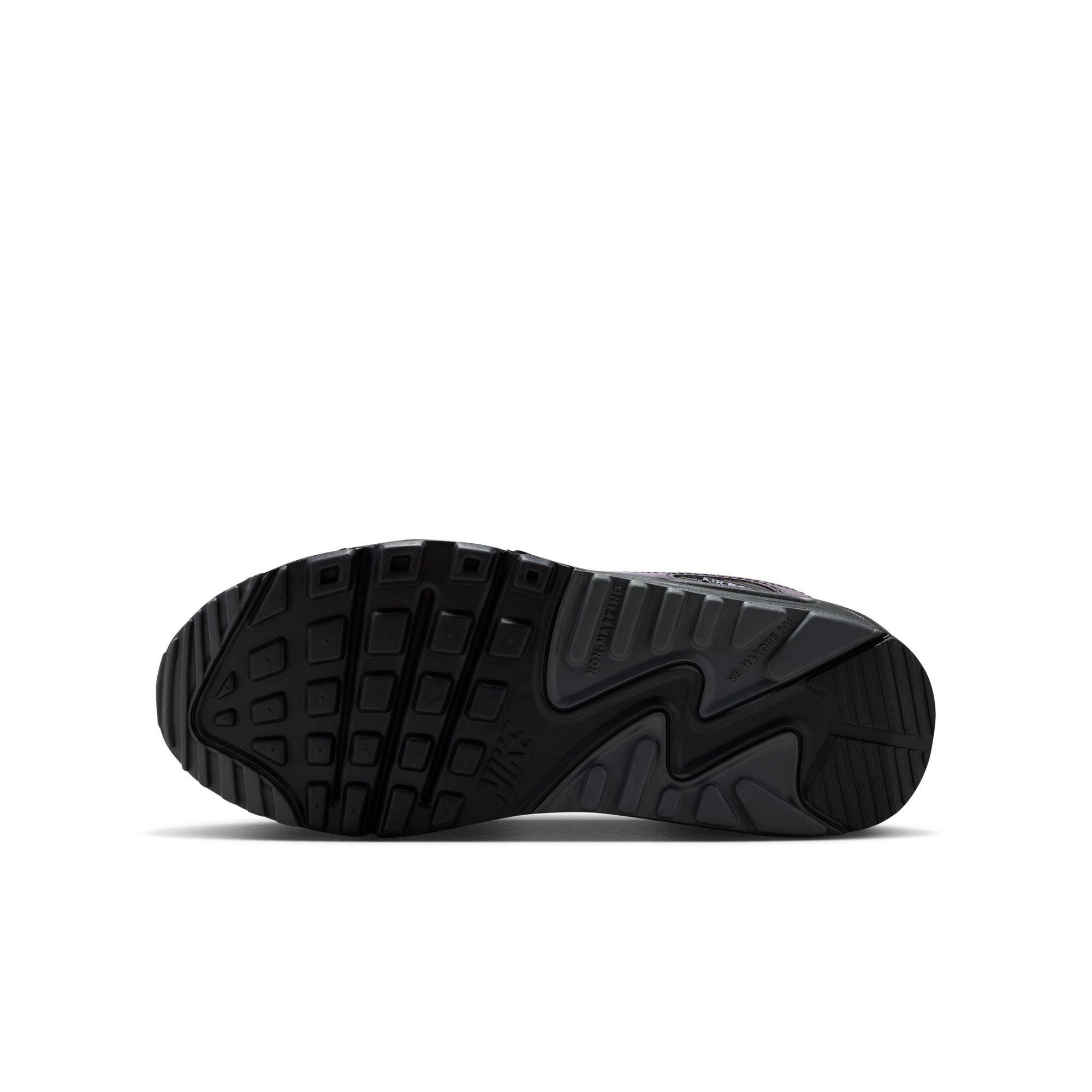 Nike Air Max 90 With Reflective Accents "Black/Dk Smoke Grey/Light Carbon" Grade School Boys' Shoe - BLACK Thumbnail View 9