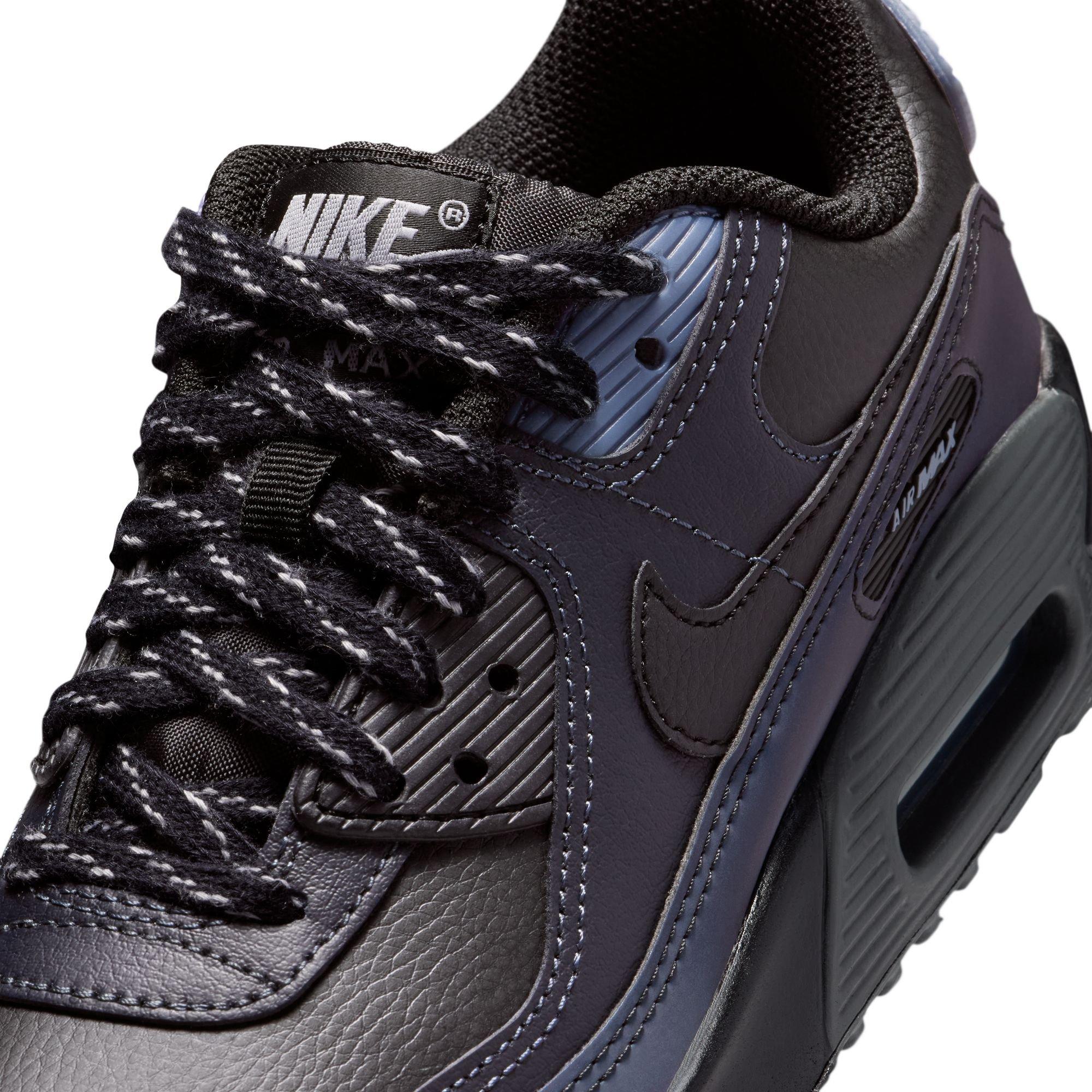 Nike Air Max 90 With Reflective Accents "Black/Dk Smoke Grey/Light Carbon" Grade School Boys' Shoe - BLACK Thumbnail View 10