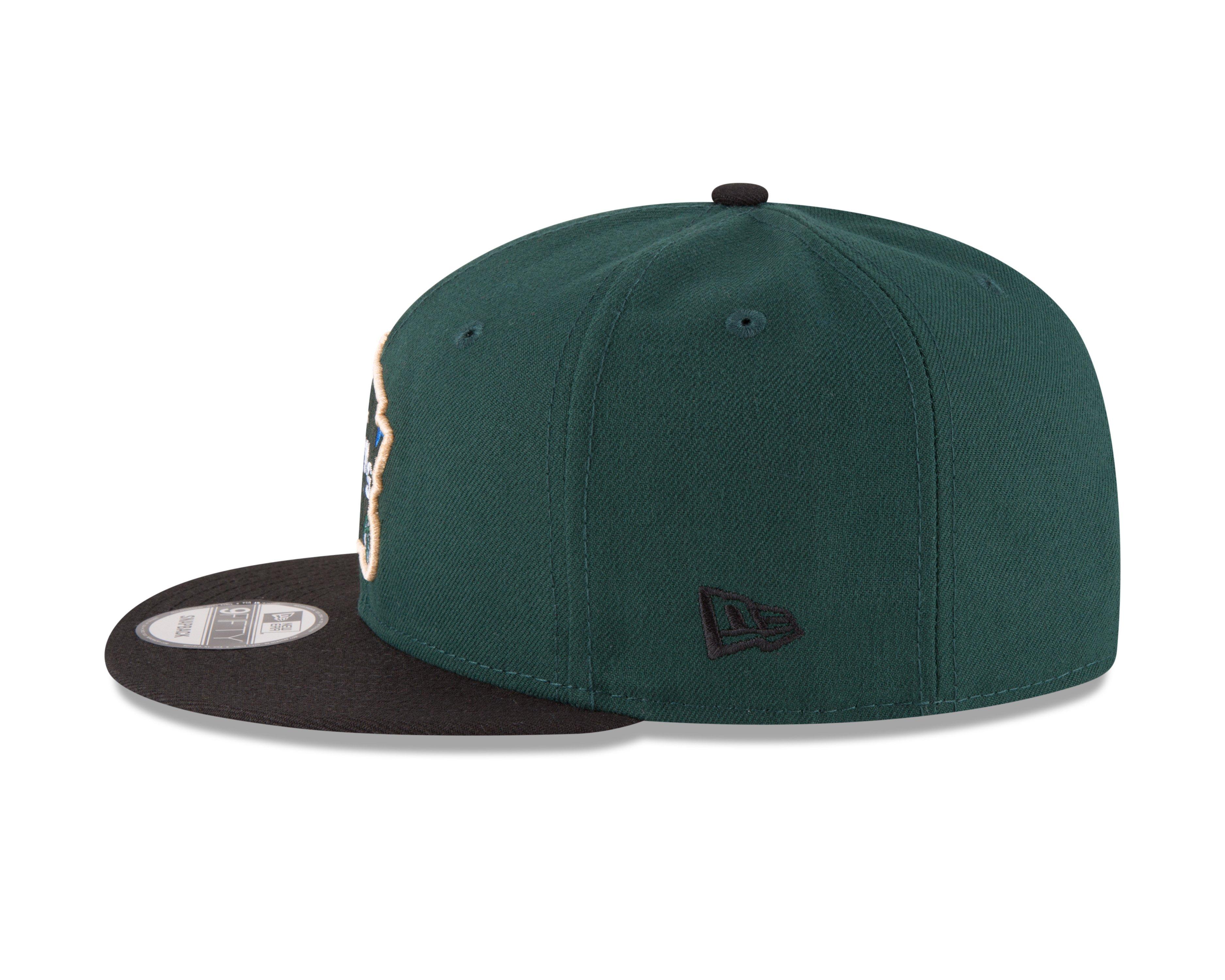 Mitchell & Ness Milwaukee Bucks Snapback Hat - Front Loaded Black & Green NBA Cap, One Size Fits Most - View #11