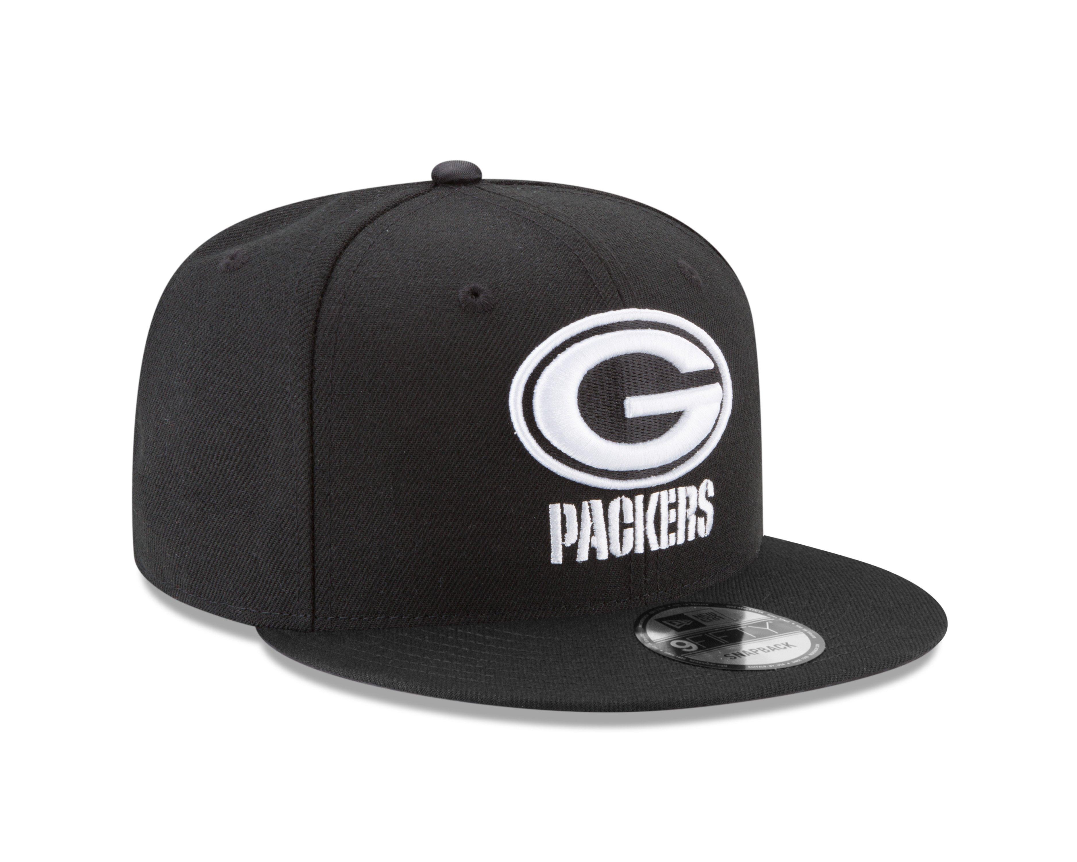 New Era Green Bay Packers 9FIFTY Black/White Snapback Hat