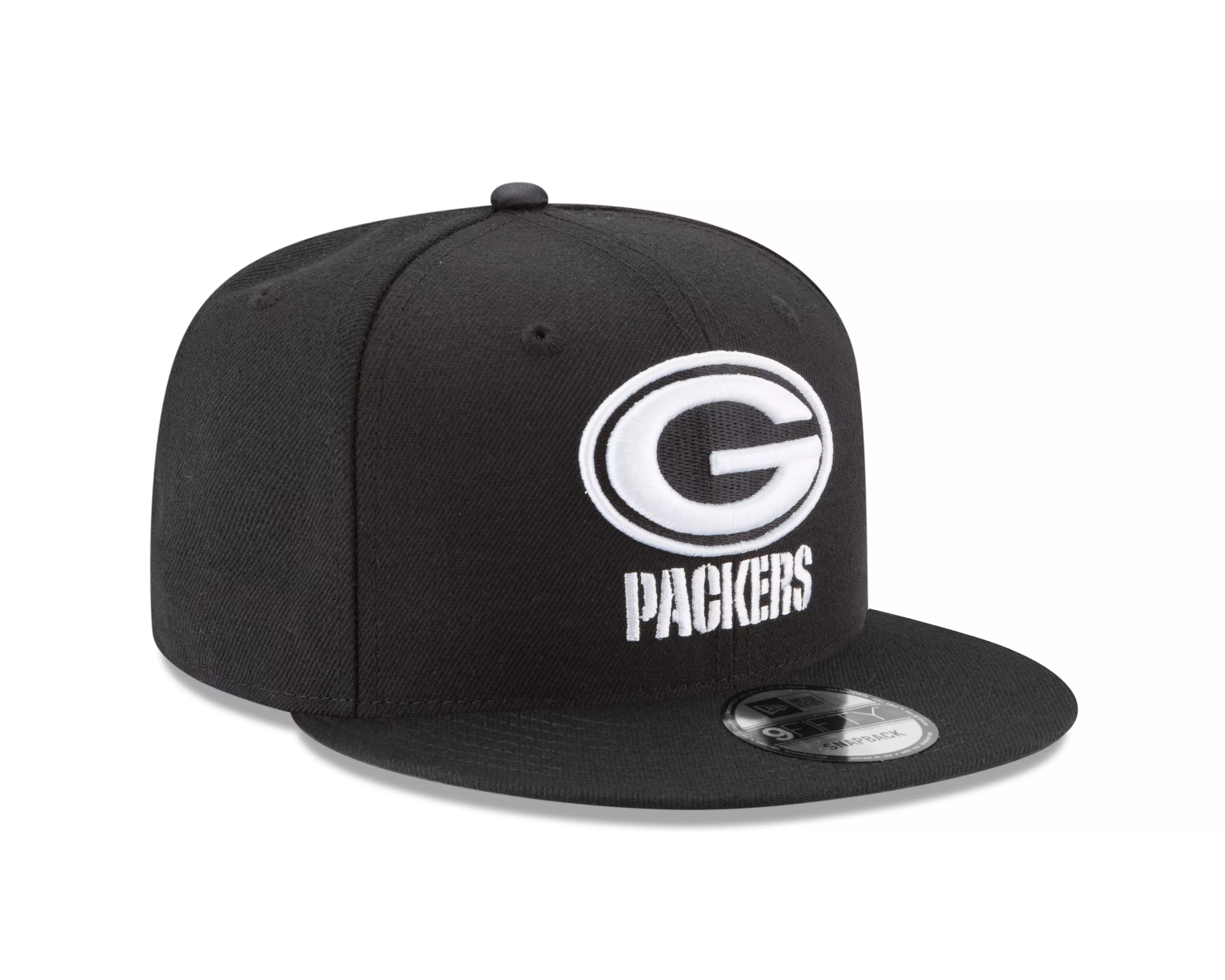 New Era Green Bay Packers 9FIFTY Snapback Hat-Black/White - BLACK/WHITE