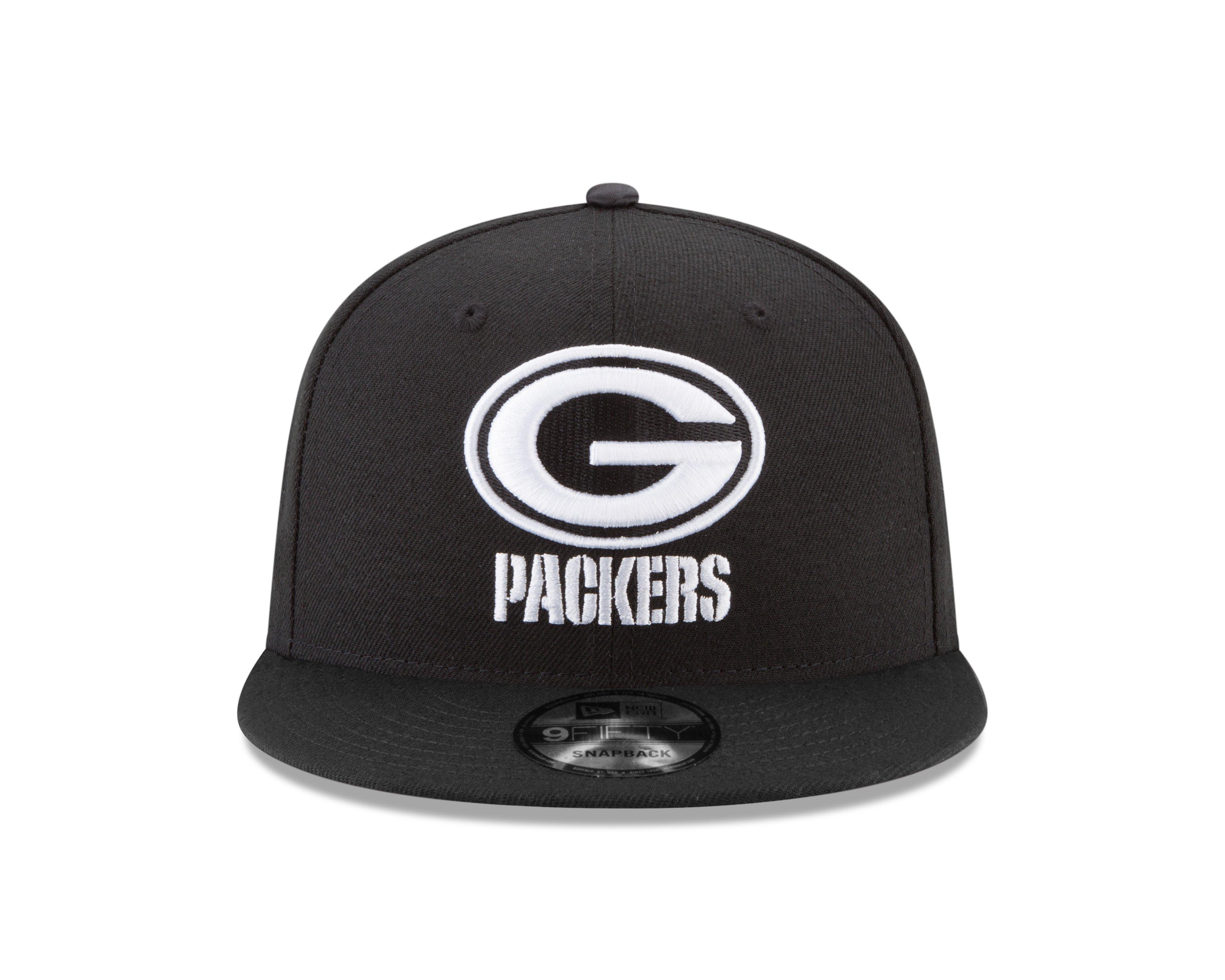 New Era Green Bay Packers 9FIFTY Black/White Snapback Hat