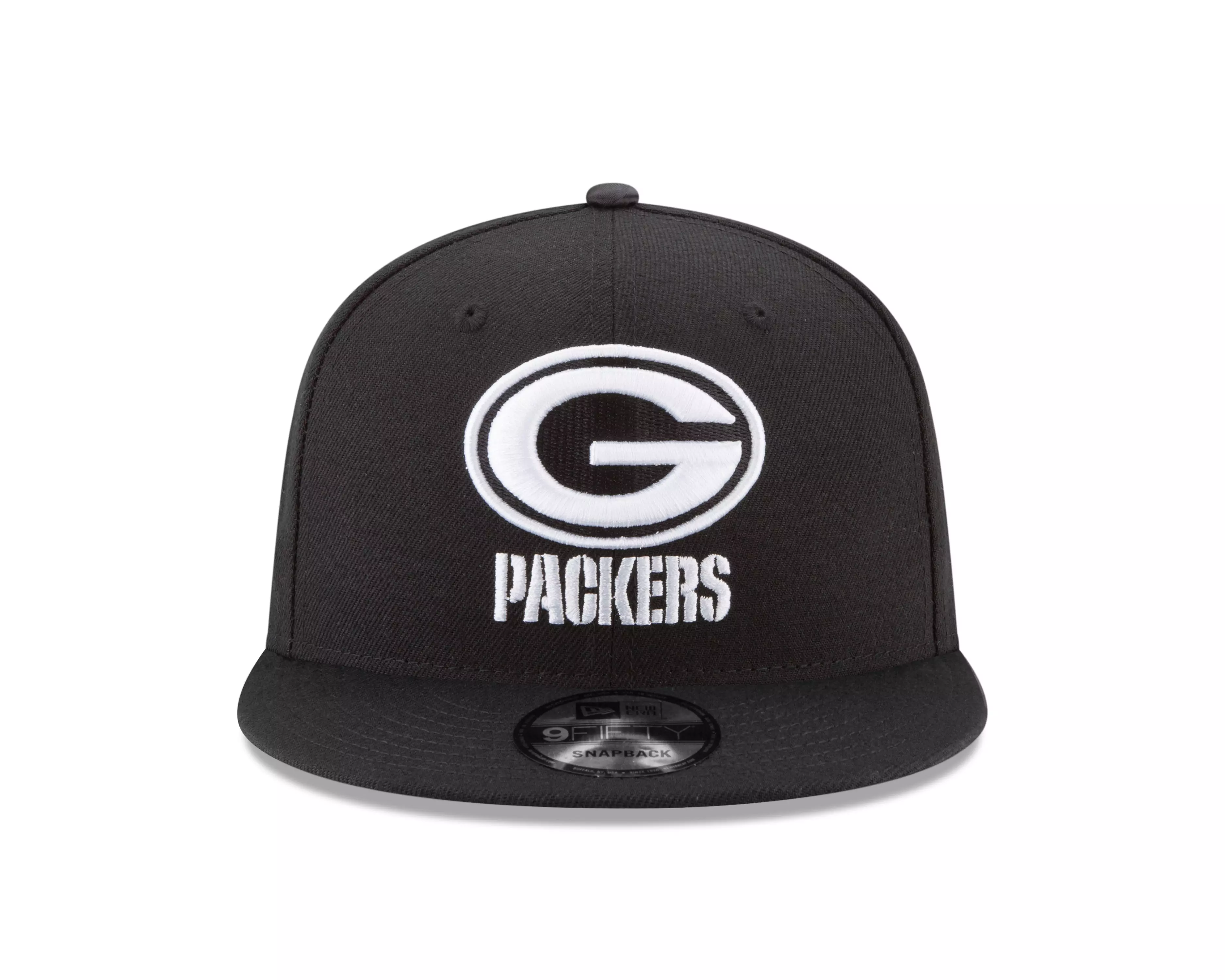 New Era Green Bay Packers 9FIFTY Snapback Hat-Black/White - BLACK/WHITE