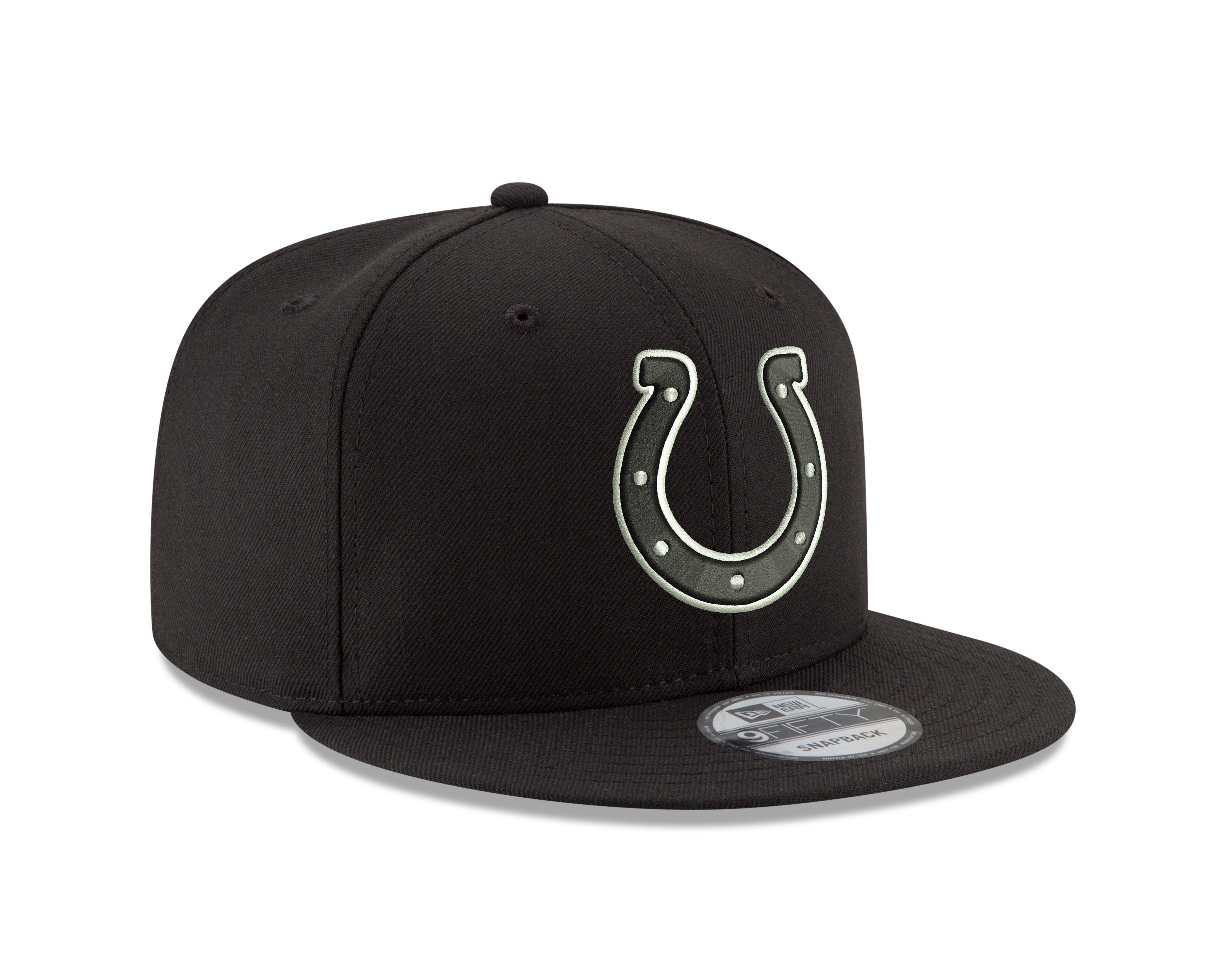 New Era Indianapolis Colts 9FIFTY Snapback Hat - Black/White - BLACK/WHITE Thumbnail View 2